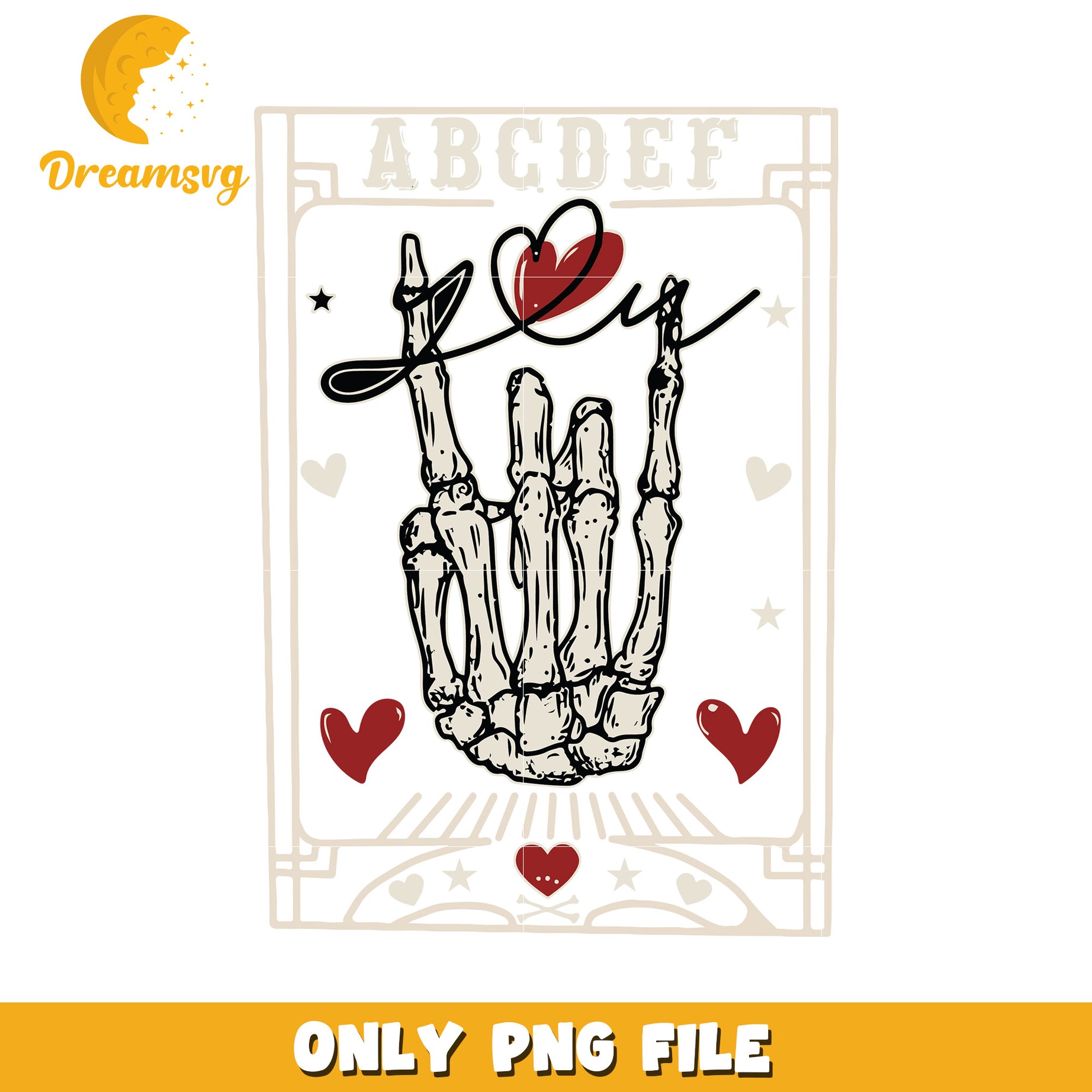 Skeleton Hand Love PNG Graphic