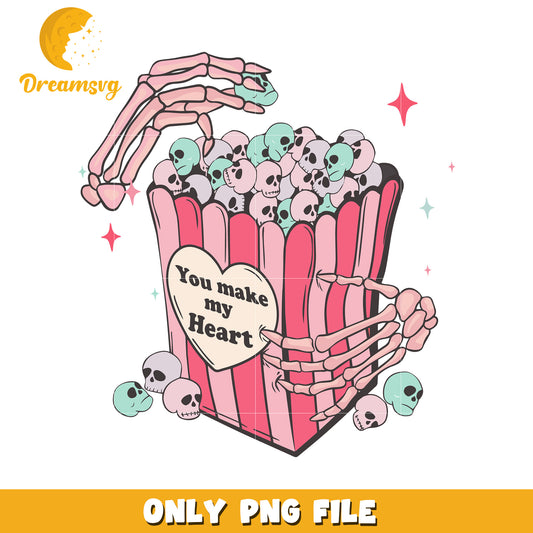 Skeleton Hands Skull Popcorn PNG