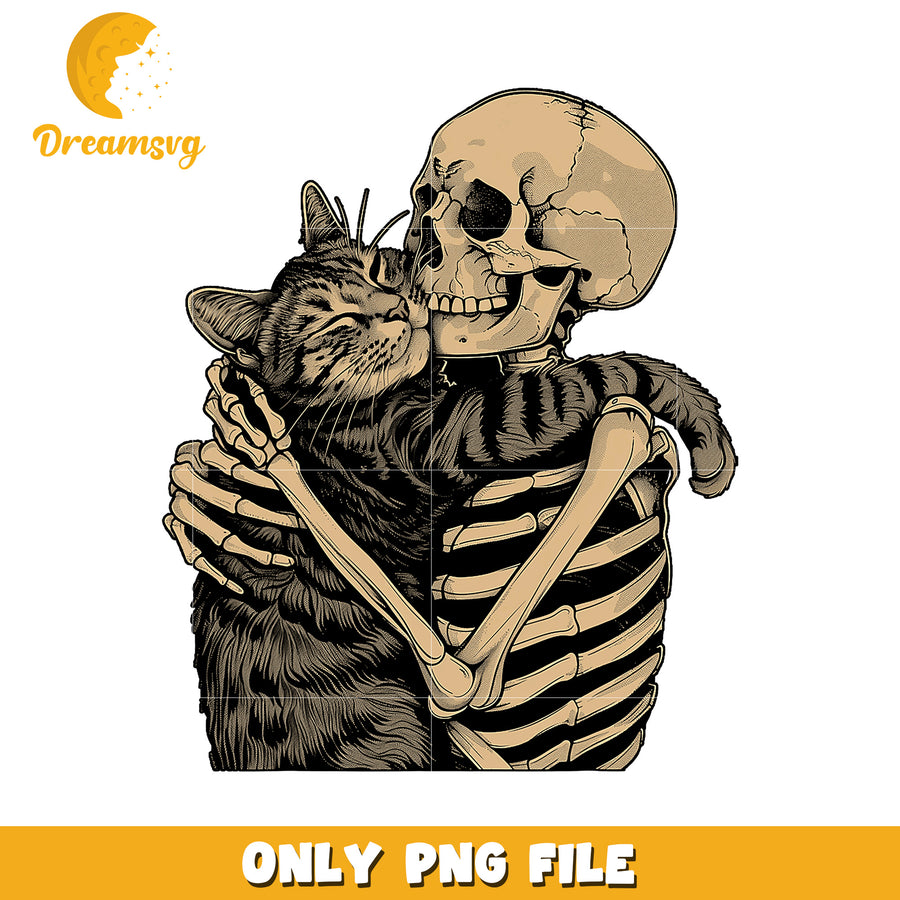 Skeleton Hugging Cat PNG Image