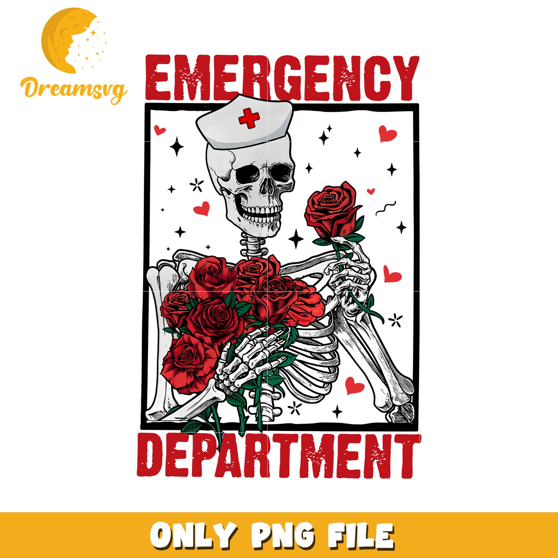 Skeleton Nurse Roses PNG