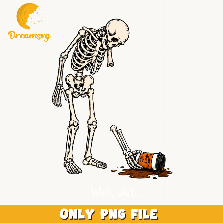 Skeleton Drinking Poison Clipart, Tilted Bones Spilled Bottle Brown