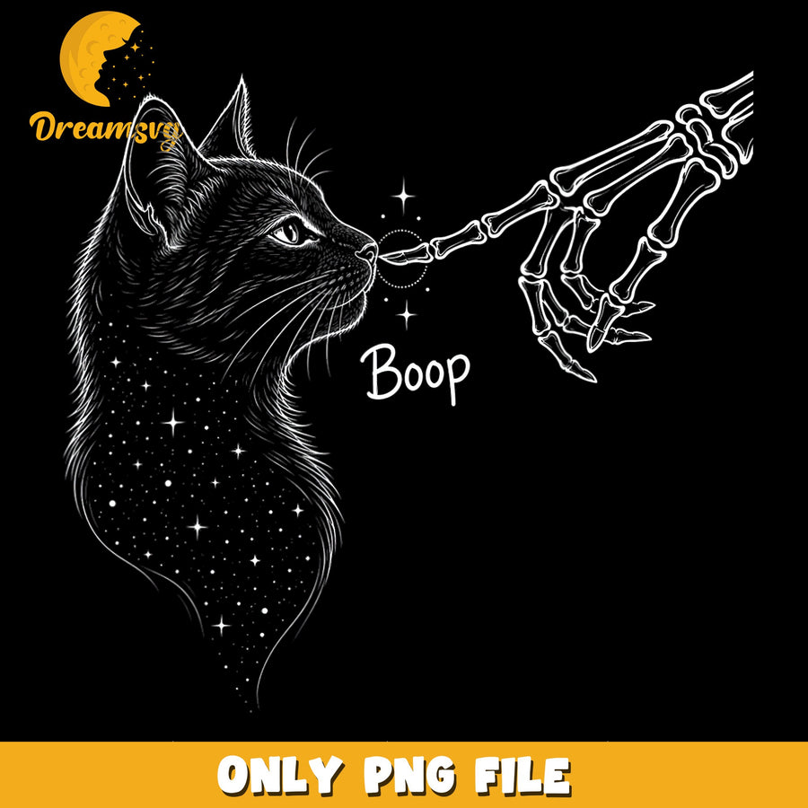 Skeleton Hand Boop Black Cat PNG, Halloween Spooky, Cat Lover PNG