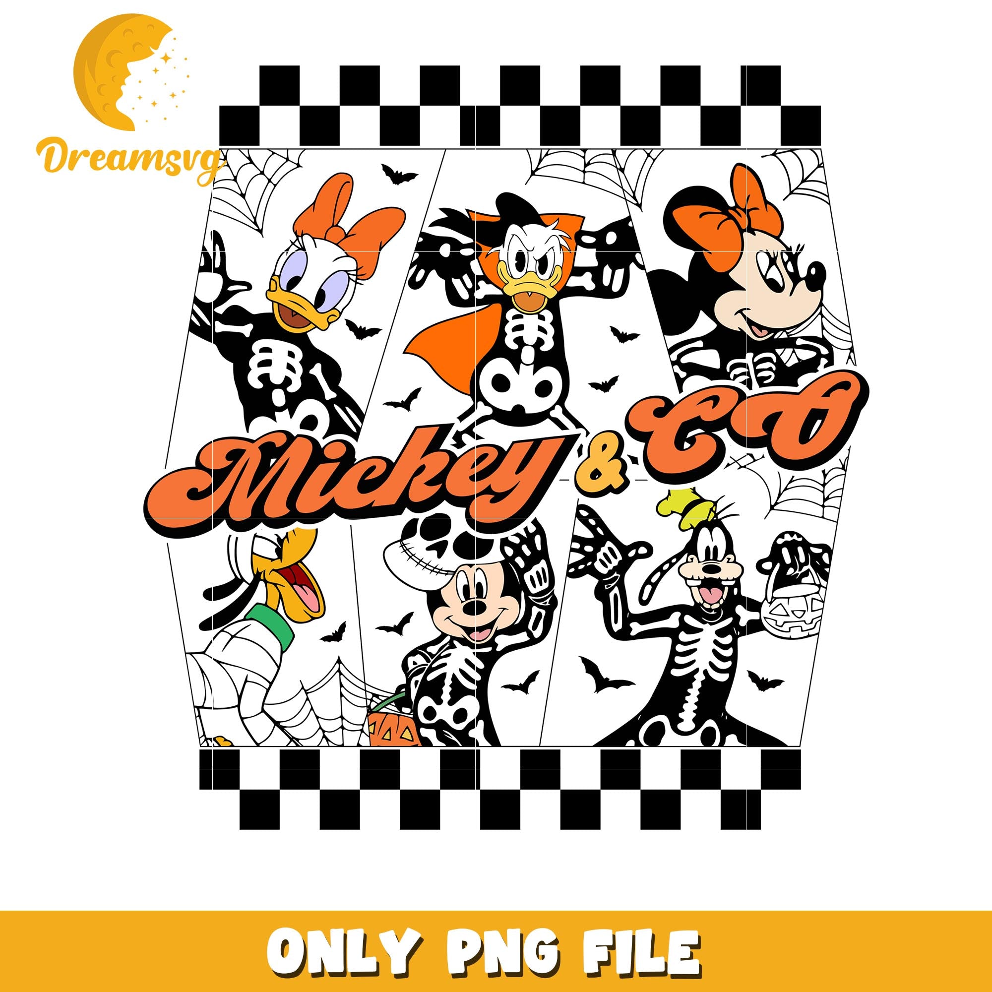 Skeleton Mickey friends png, Disney cartoon halloween friends png