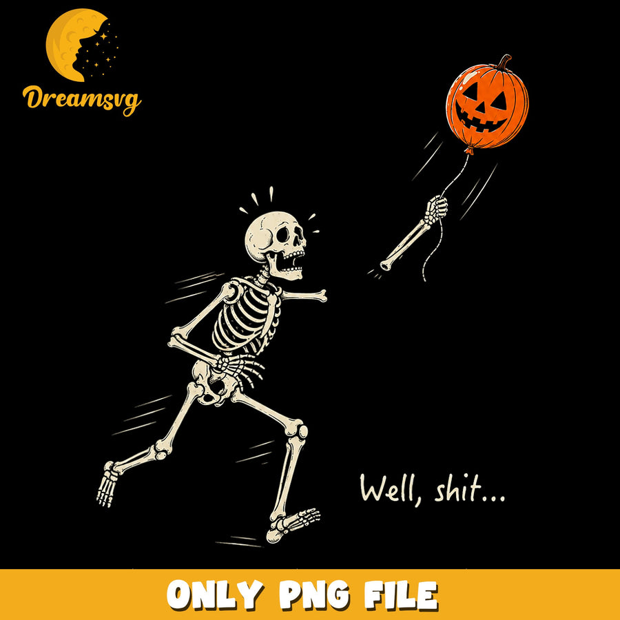 Skeleton With Pumpkin, Halloween Humor, Funny Design