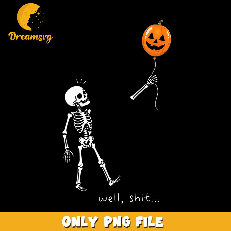 Skeleton With Pumpkin PNG, Halloween Humor, Spooky Art