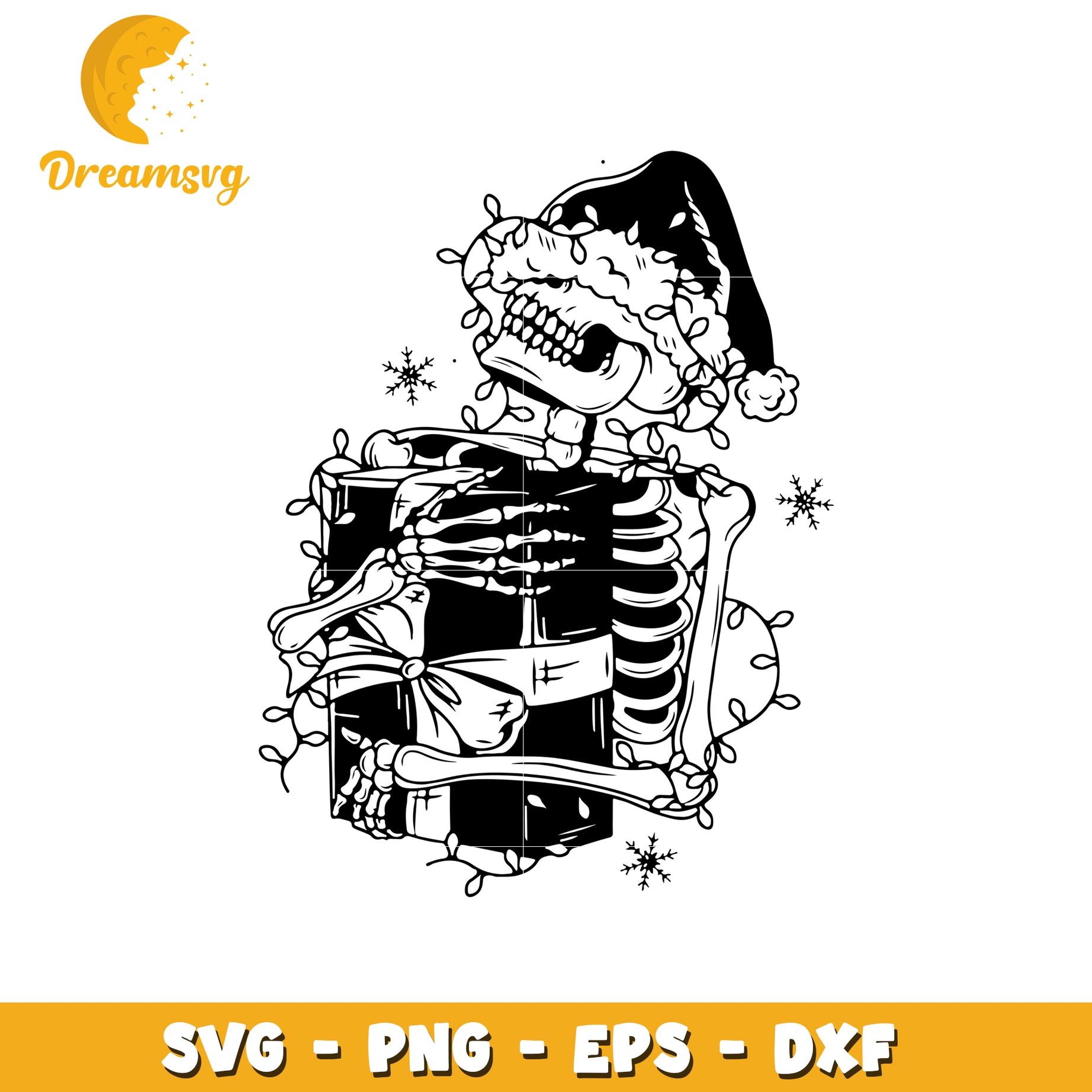 Skeleton santa hat christmas present svg, human skeleton svg