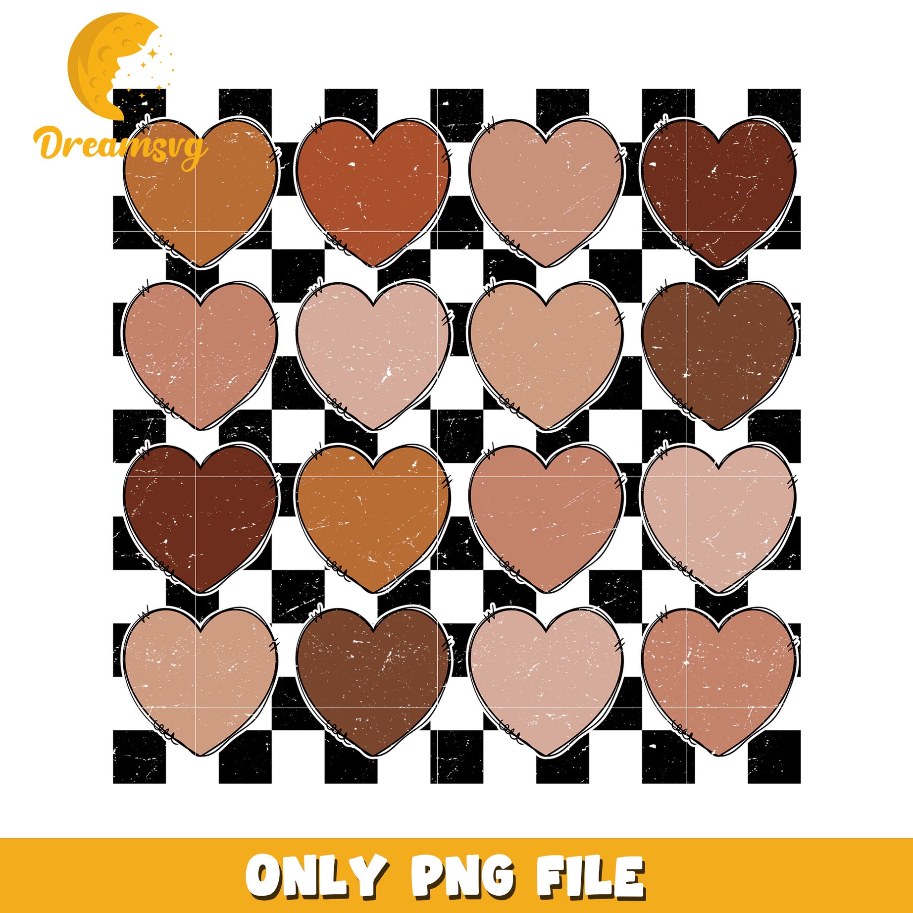 Skin Tone Hearts PNG Sublimation