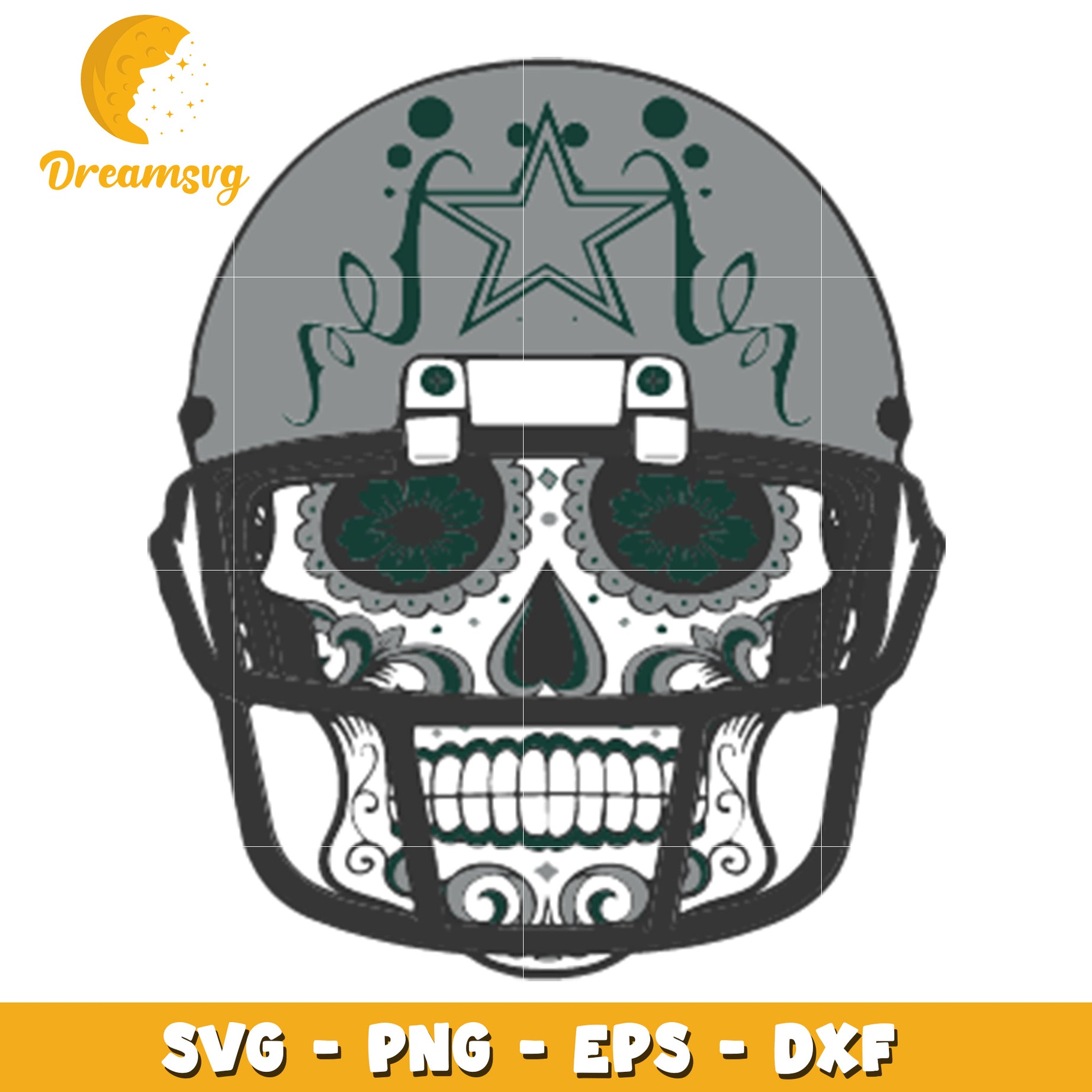 Skull Helmet SVG Design for Sports and Craft Projects