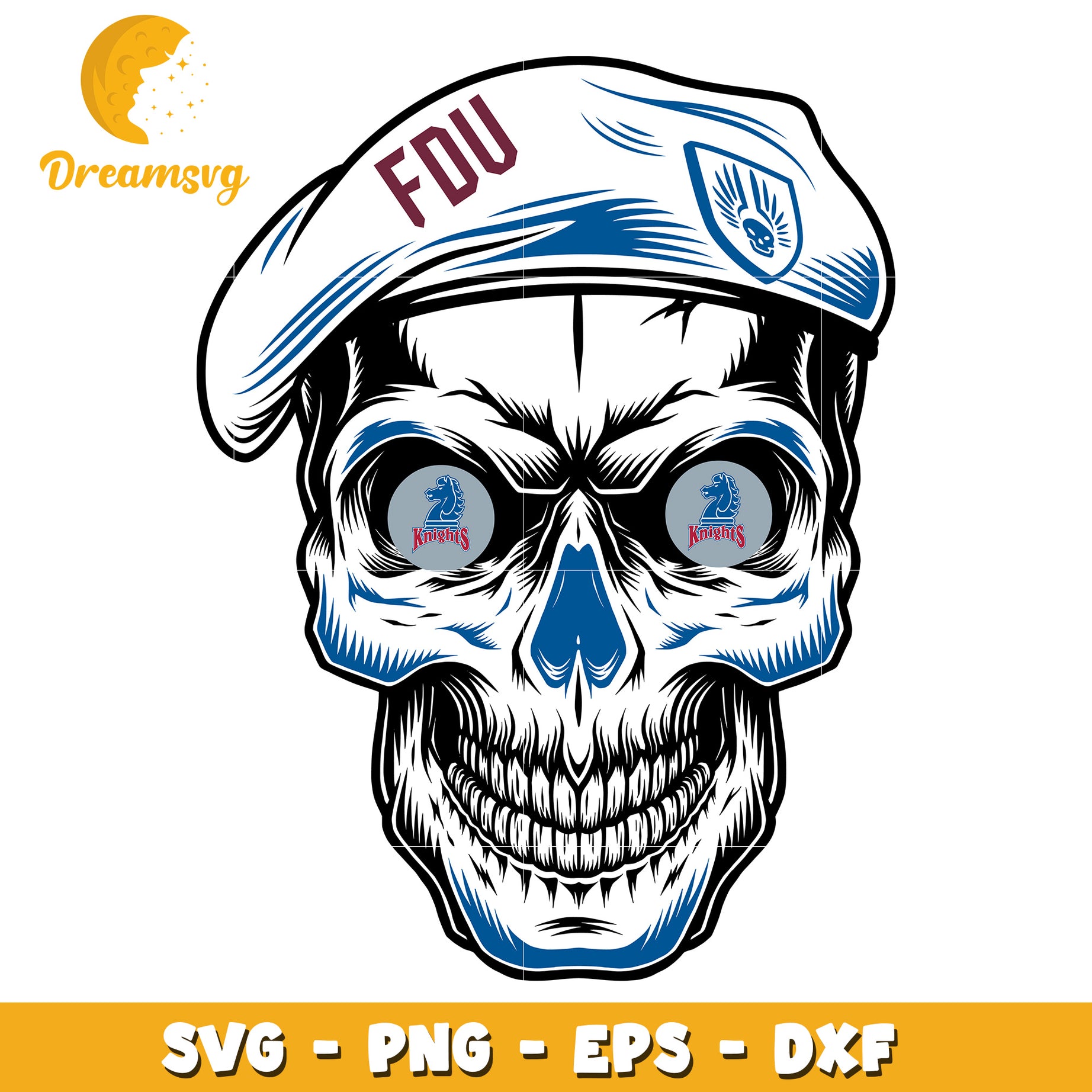 Skull Knights Beret SVG PNG EPS DXF