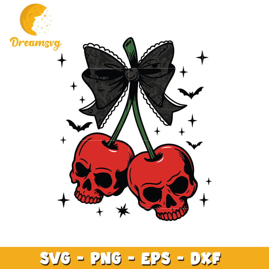 Skull cherry halloween svg, halloween candy svg, halloween characters svg
