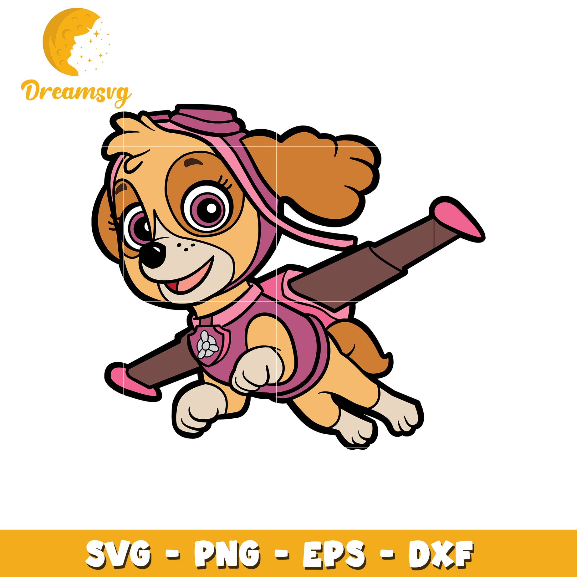 Skydiving Dog Character SVG Clipart for Crafts