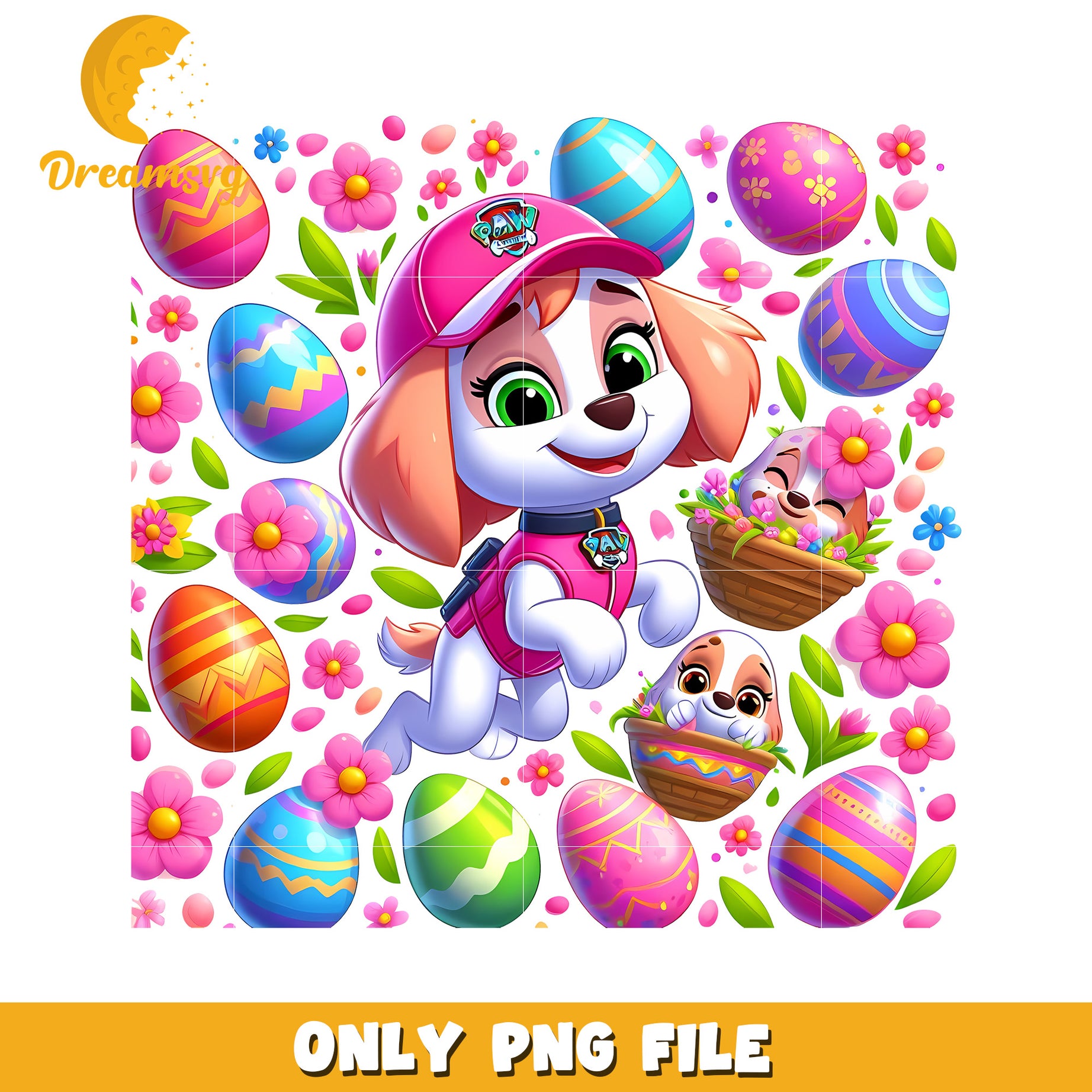 Skye on easter day png, easter eggs png, paw patrol png