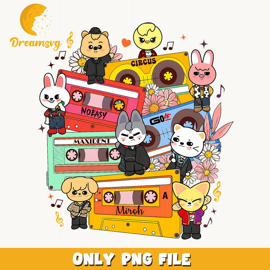 Skzoo Cassette Retro PNG, Stray Kids Album, Fan PNG
