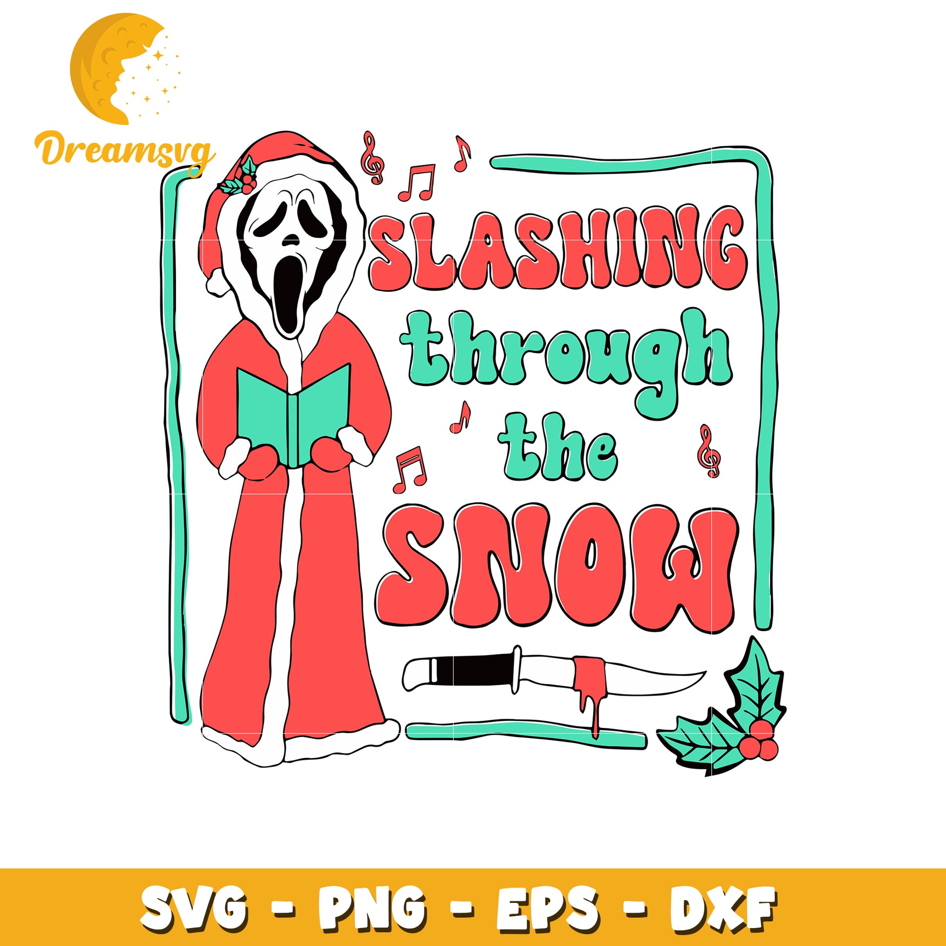 Slashing through the snow svg, ghost face svg, christmas svg