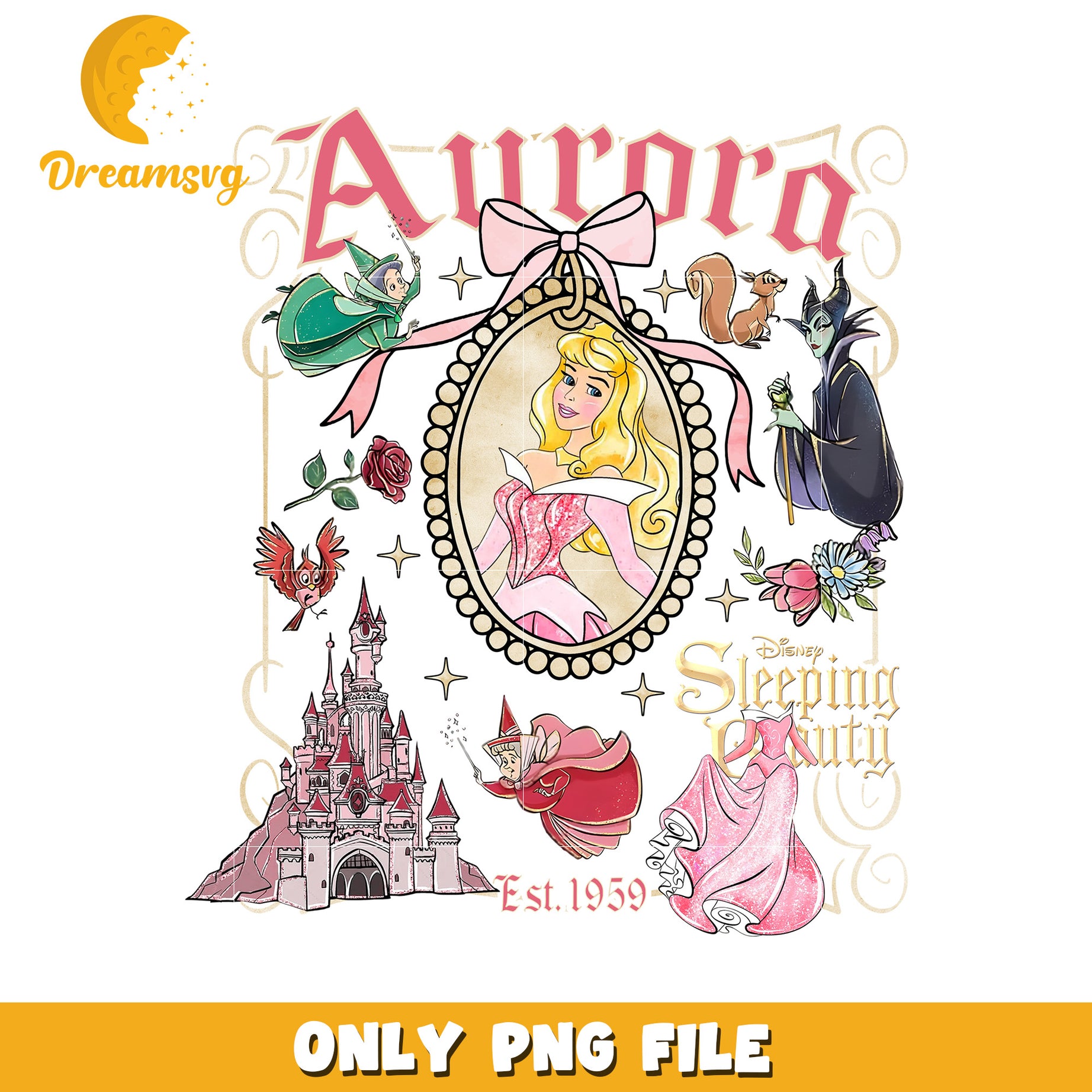 Sleeping beauty characters png, disney toys png, disney movie png