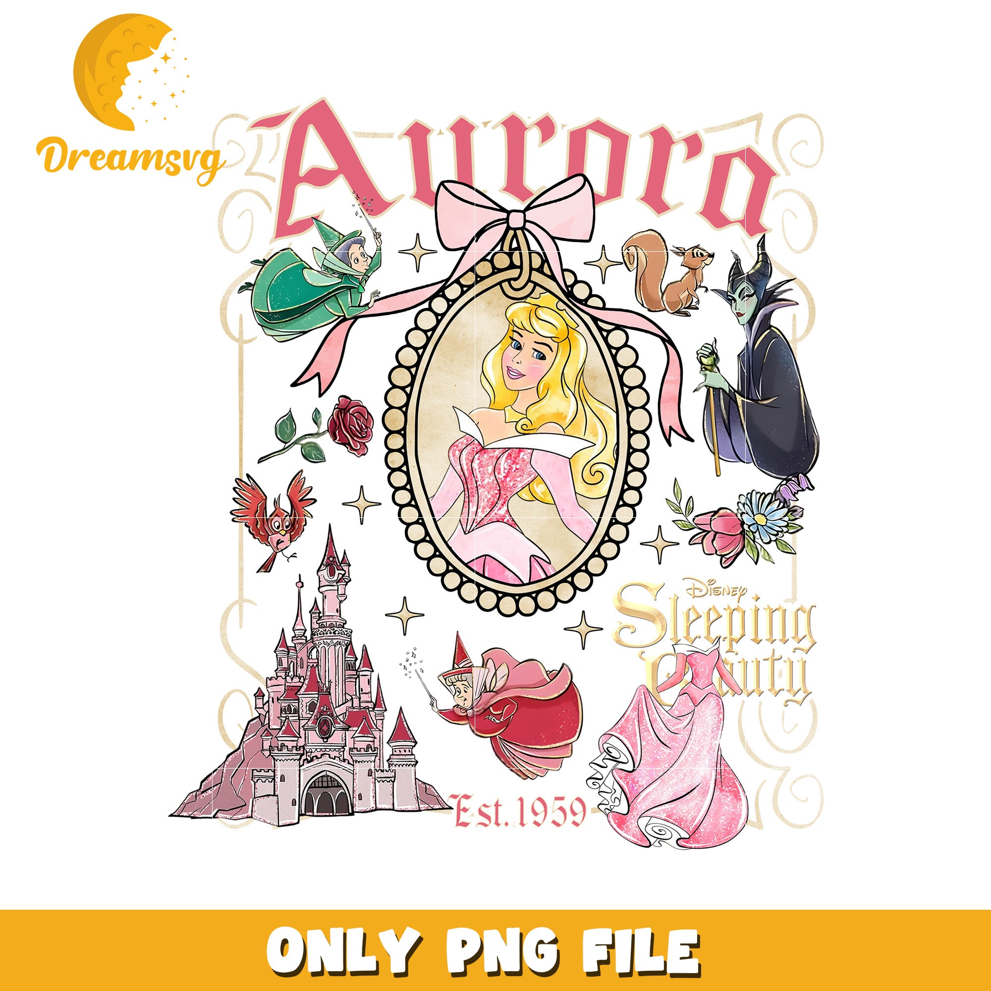 Sleeping beauty characters png, disney toys png, disney movie png