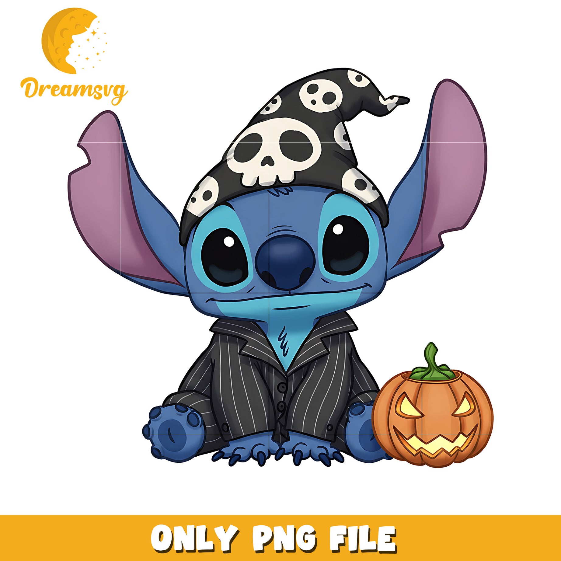 Sleep wear stitch png, spirit halloween png, halloween stitch png