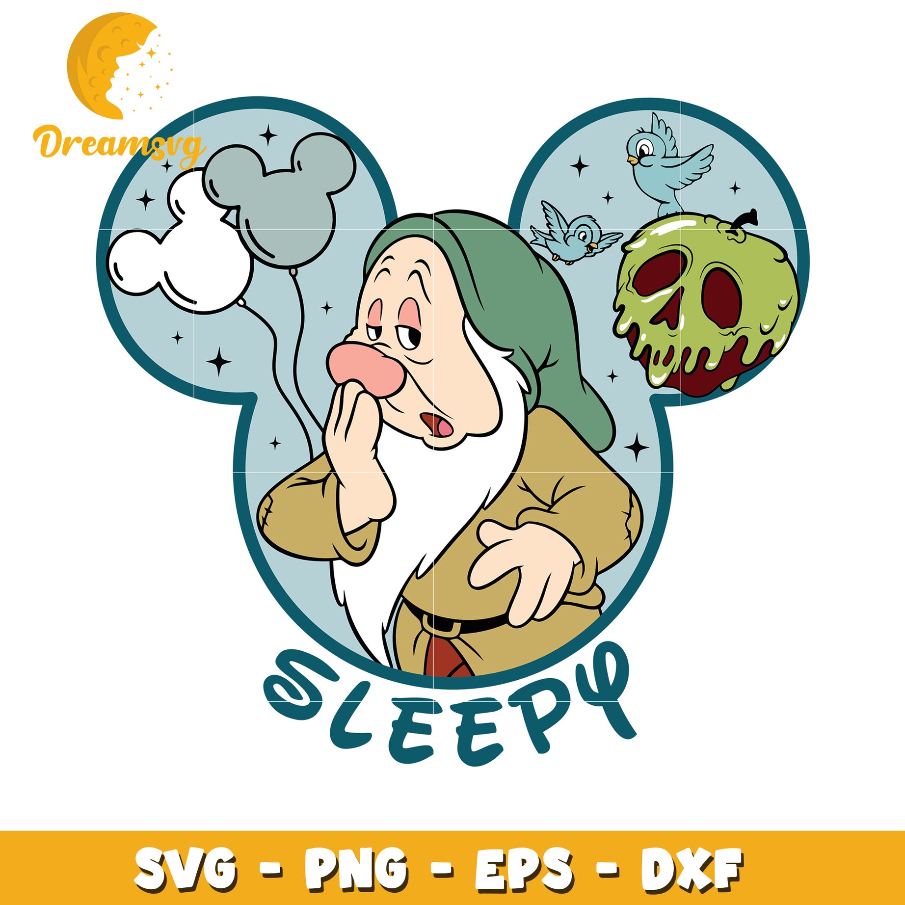 Sleepy Dwarf Disney SVG PNG EPS DXF