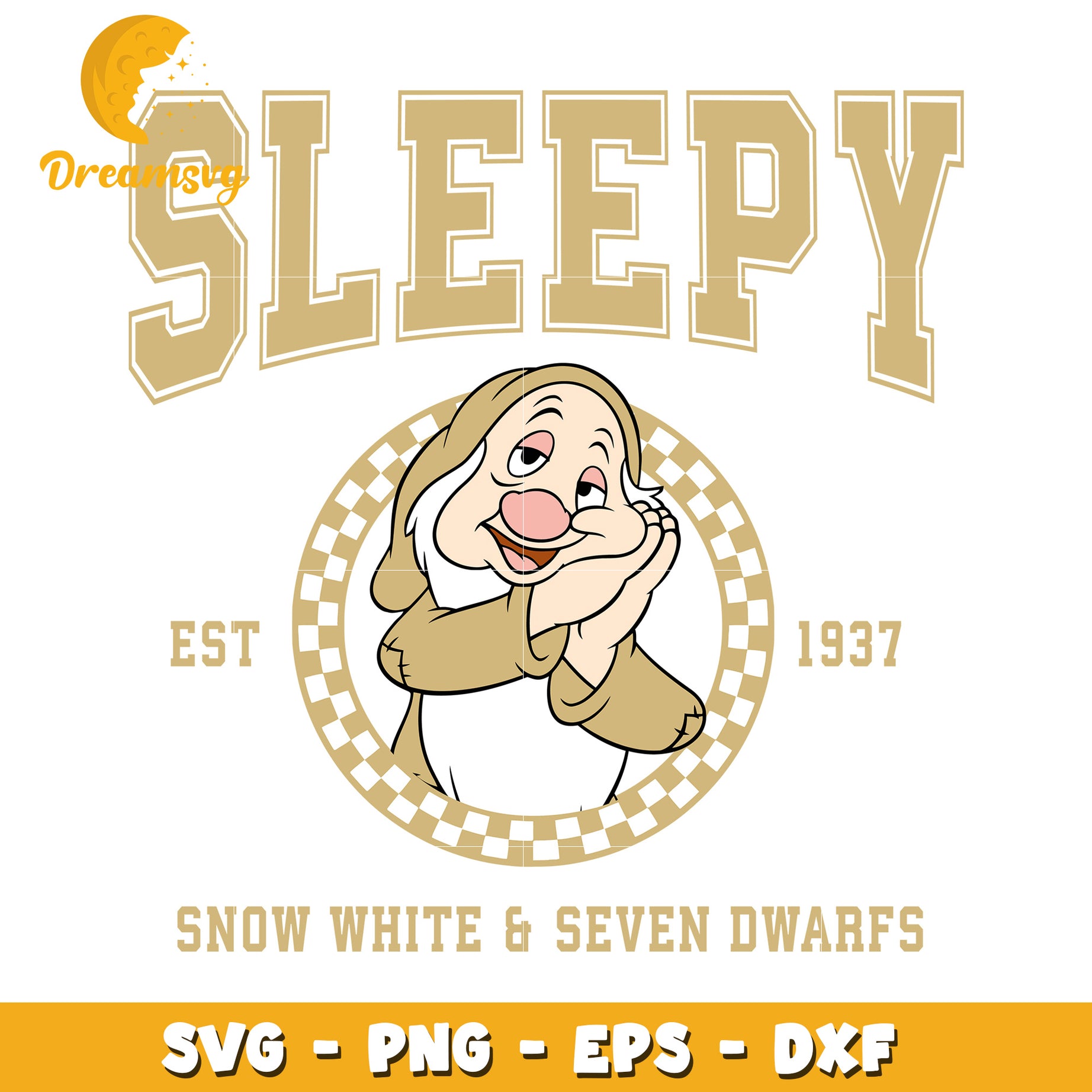 Sleepy Dwarf SVG PNG EPS DXF Cut File