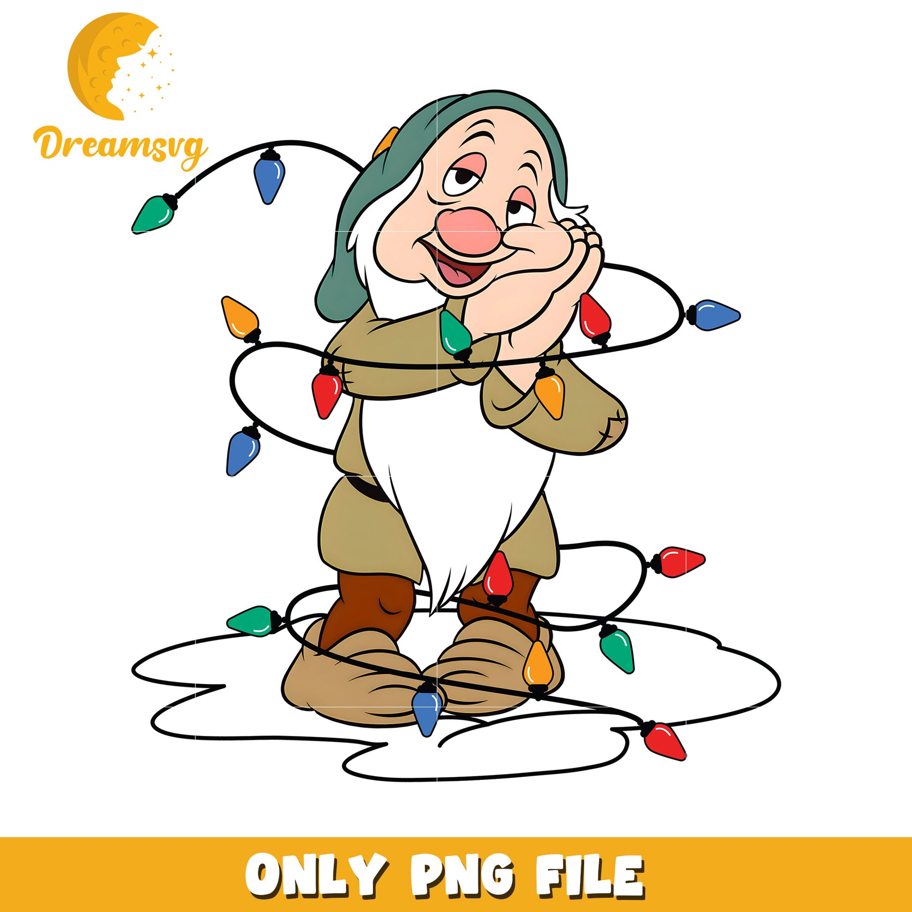 Sleepy gnome png, festive disney png, winter wonderland png