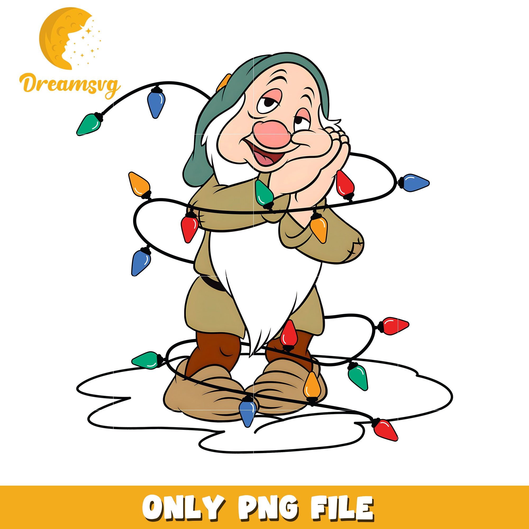 Sleepy gnome png, festive disney png, winter wonderland png