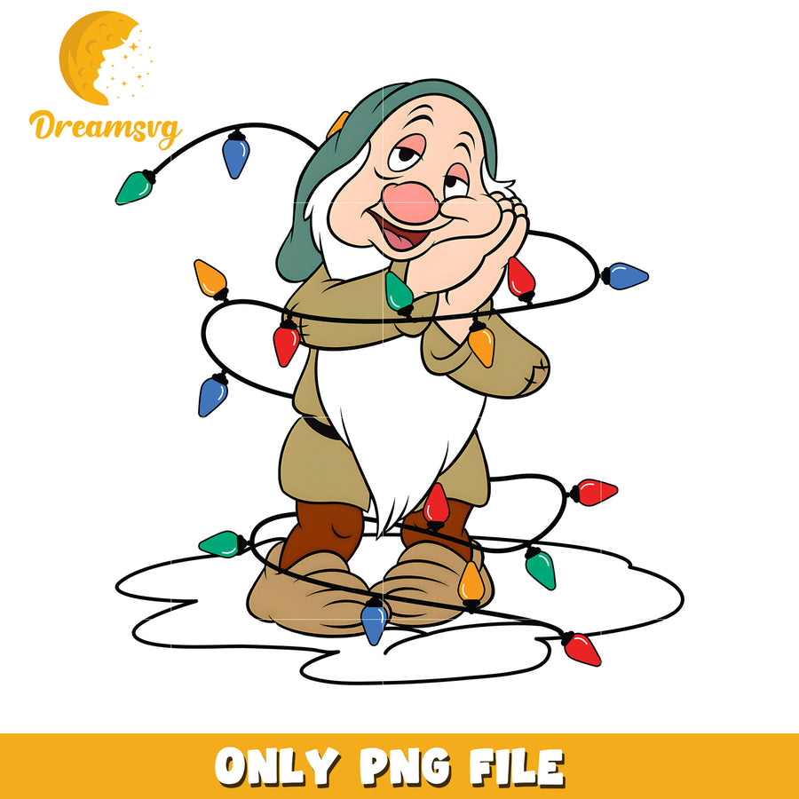 Sleepy gnome png, festive disney png, winter wonderland png