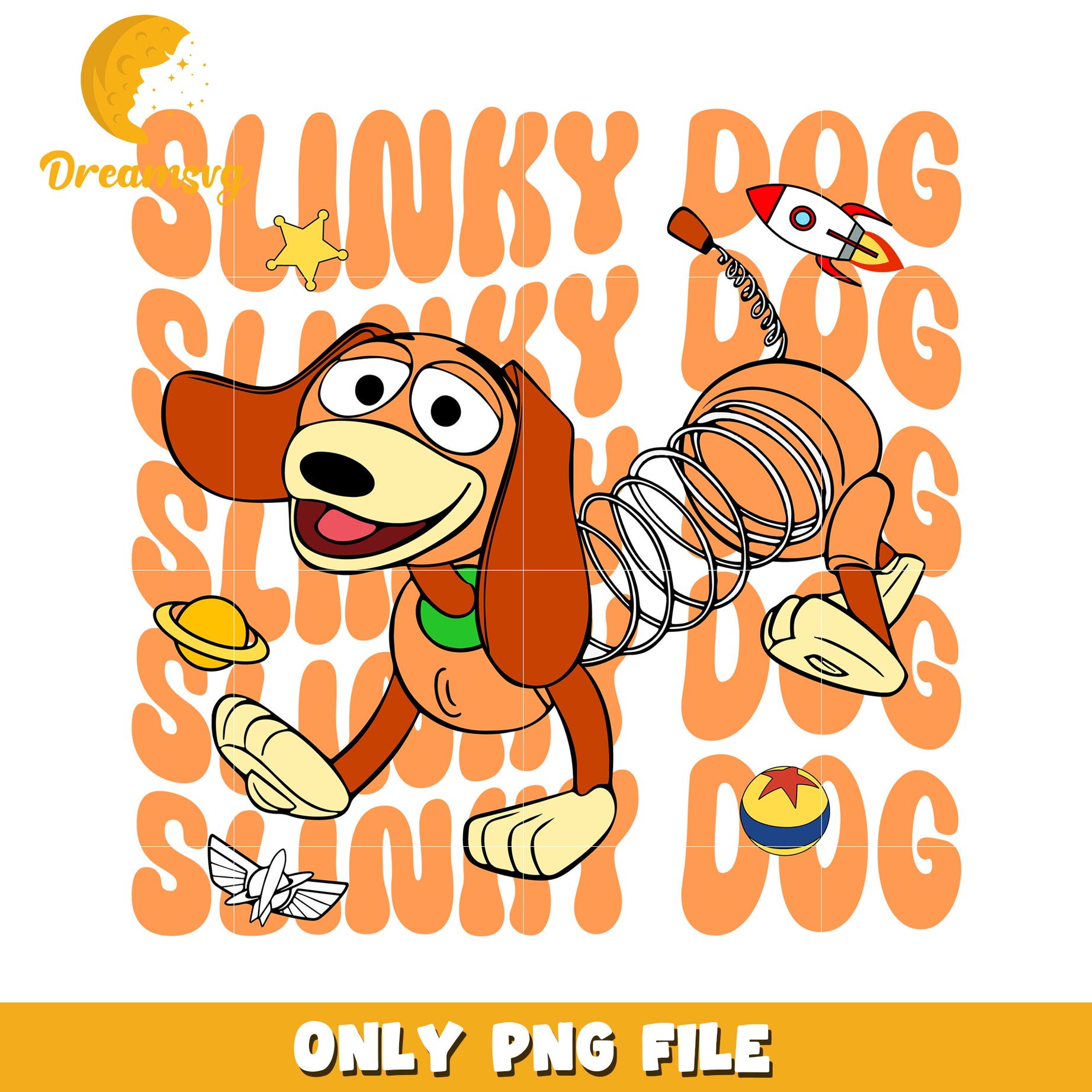 Slinky Dog PNG Sublimation Design