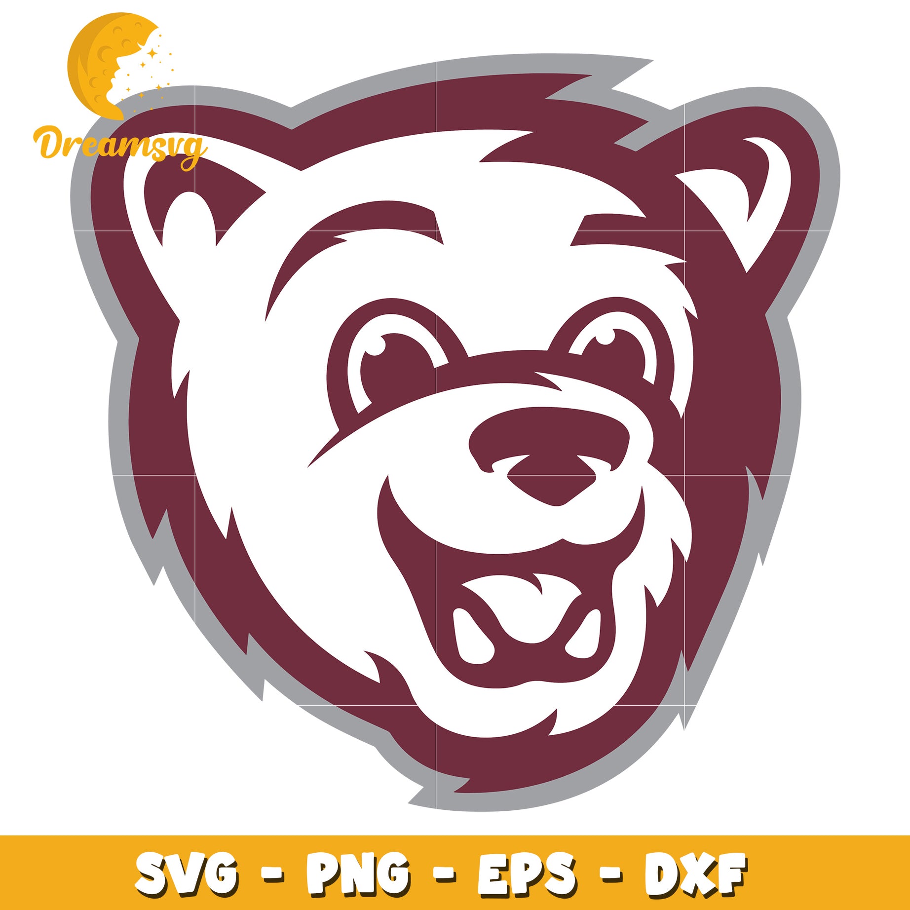 Smiling Bear Head SVG PNG EPS DXF