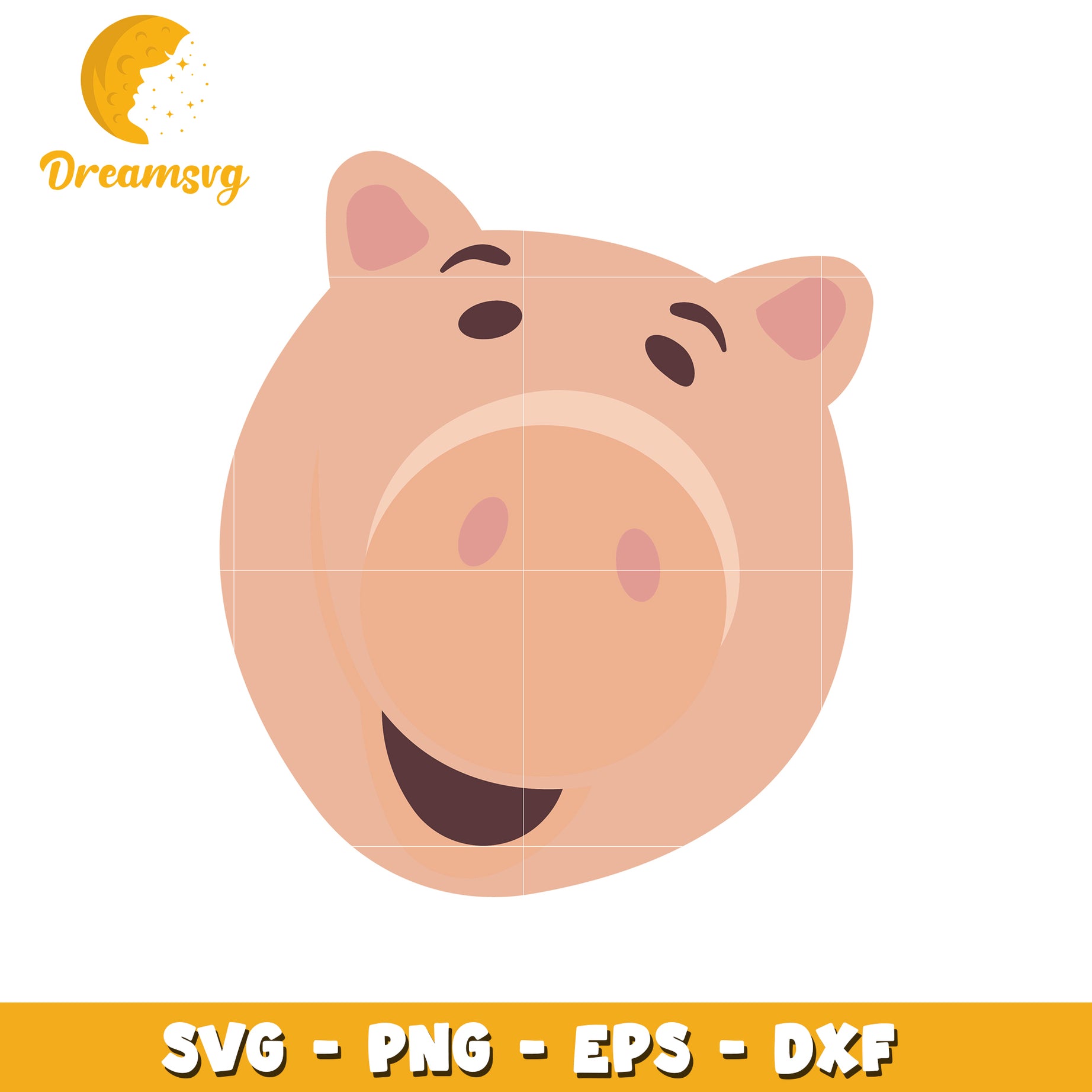 Smiling Pig SVG Cut File PNG EPS DXF