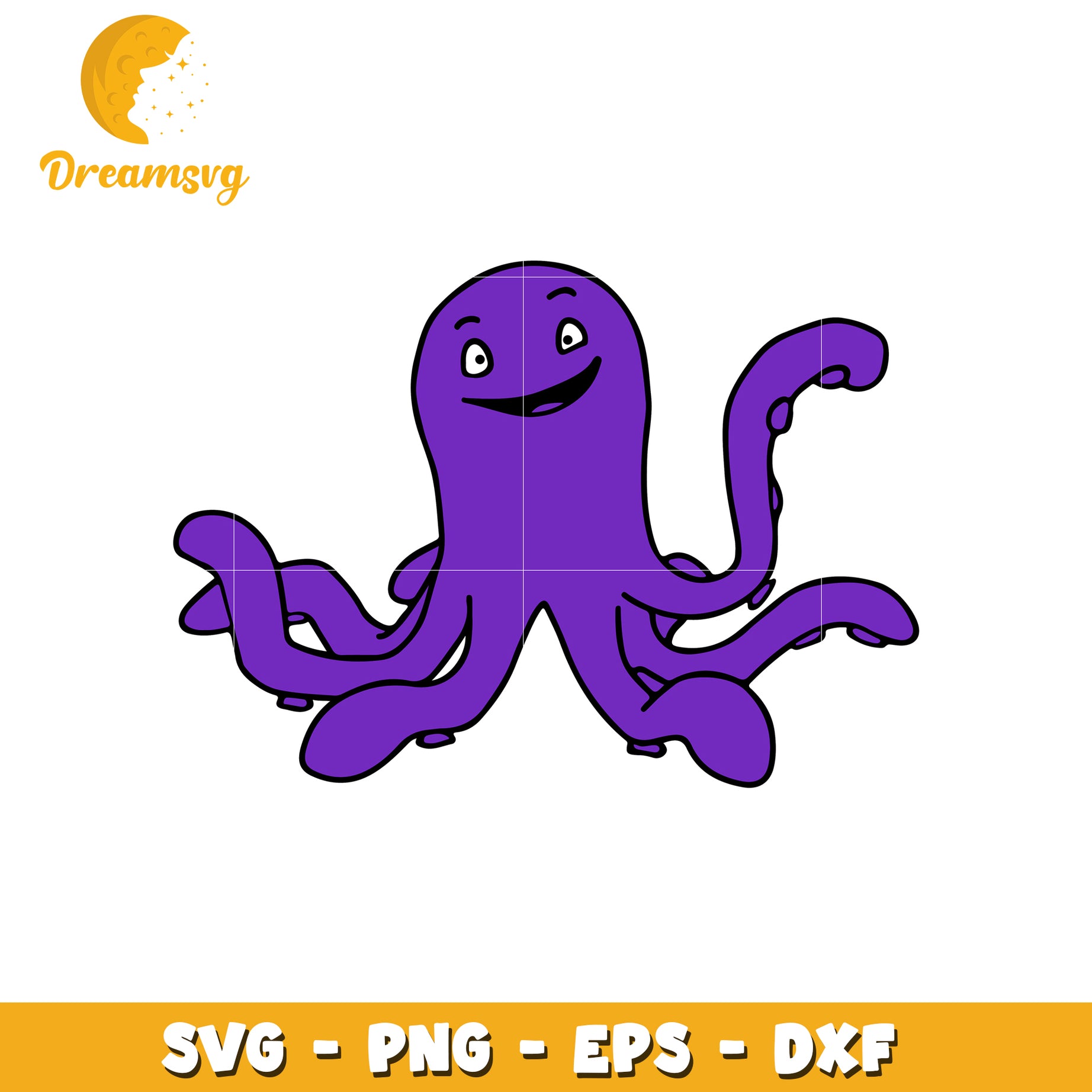 Smiling Purple Octopus SVG Cut File