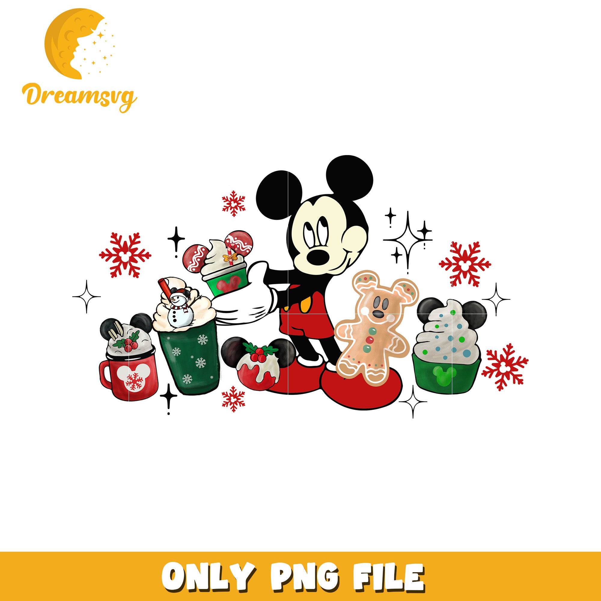 Snacks and mickey png, disney joy png, christmas vibes png