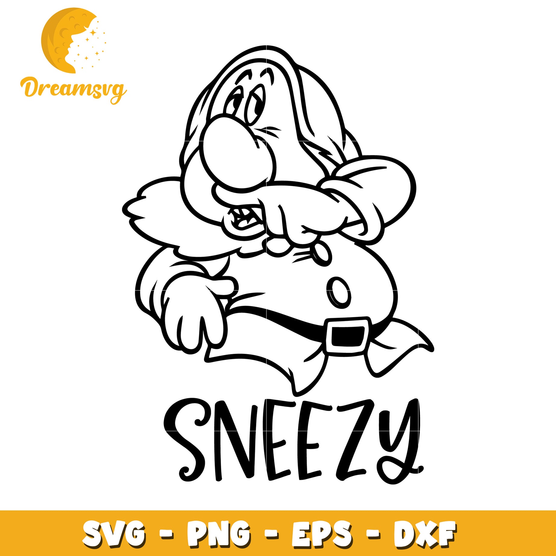 Sneezy Character SVG Design for Craft Projects and Printables