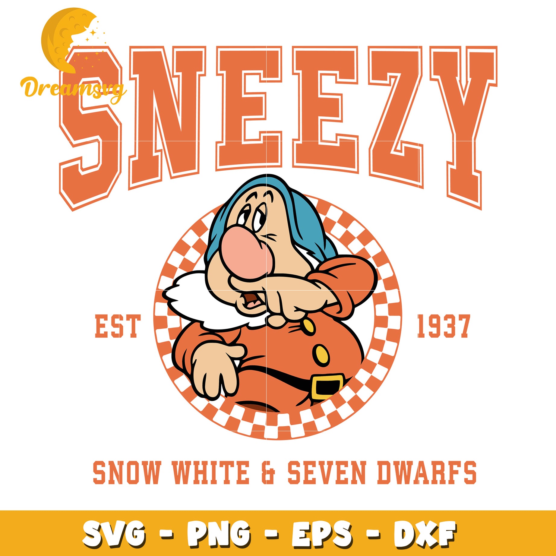 Sneezy Snow White and Seven Dwarfs SVG Bundle for Crafting