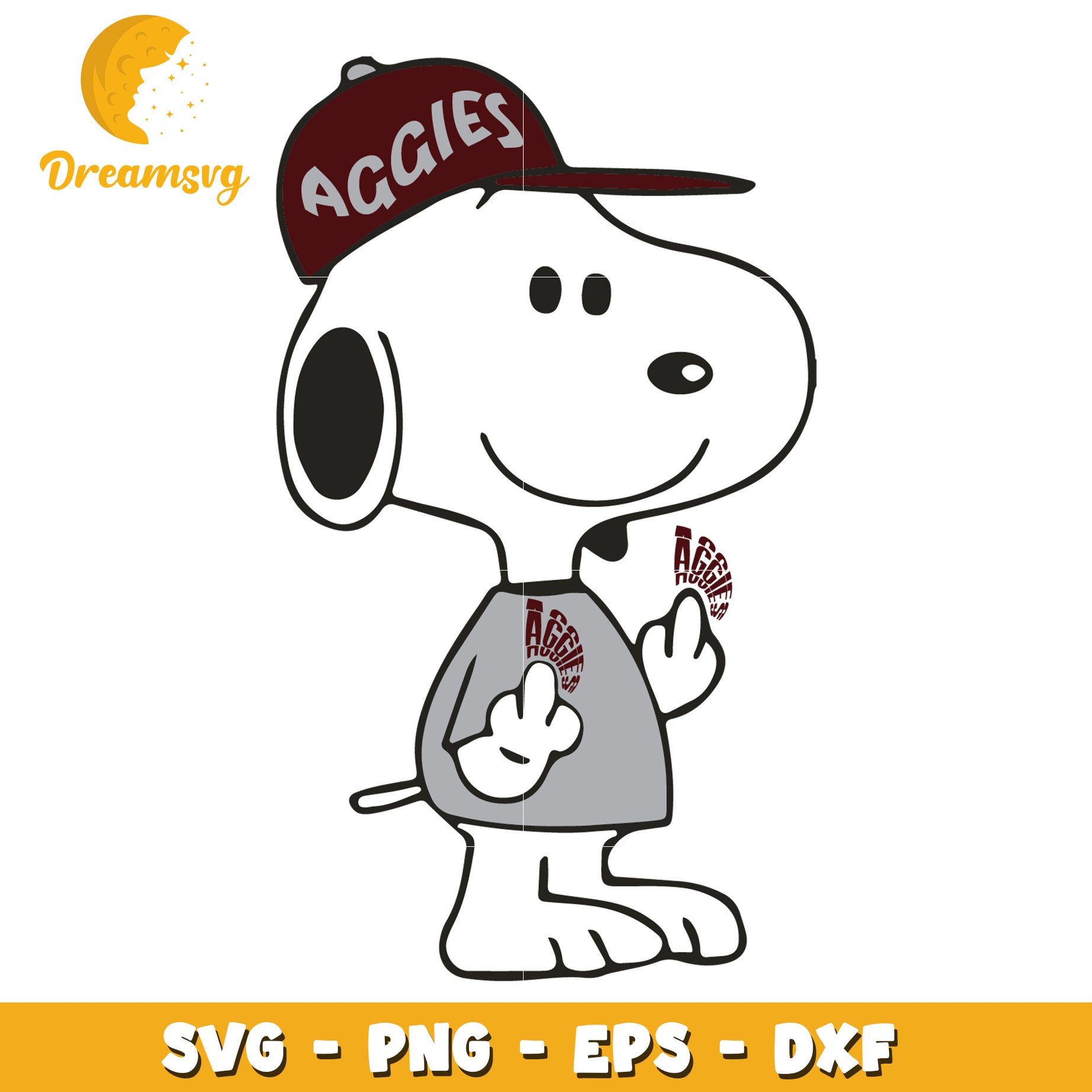 Snoopy Aggies SVG Cut File