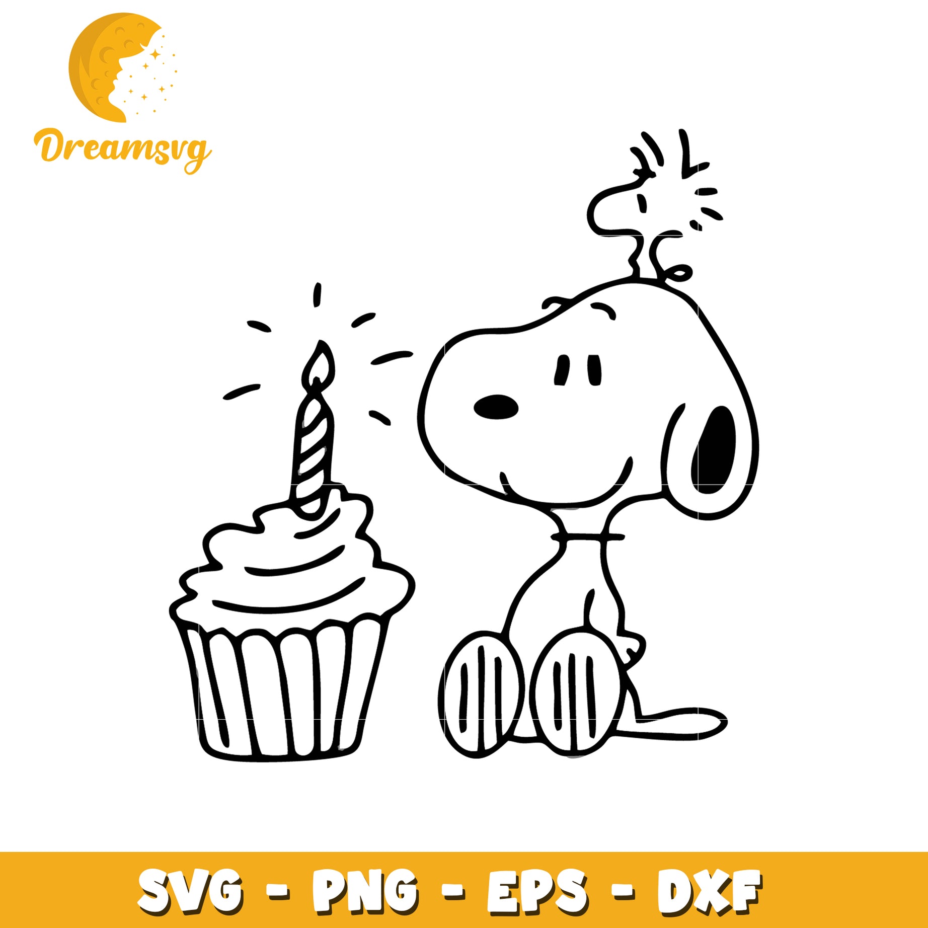 Snoopy Birthday Cupcake SVG Cut File