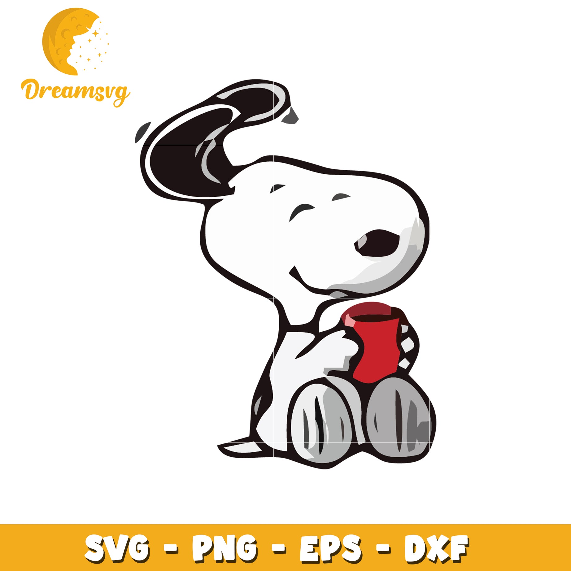 Snoopy Coffee SVG PNG EPS DXF Cut File