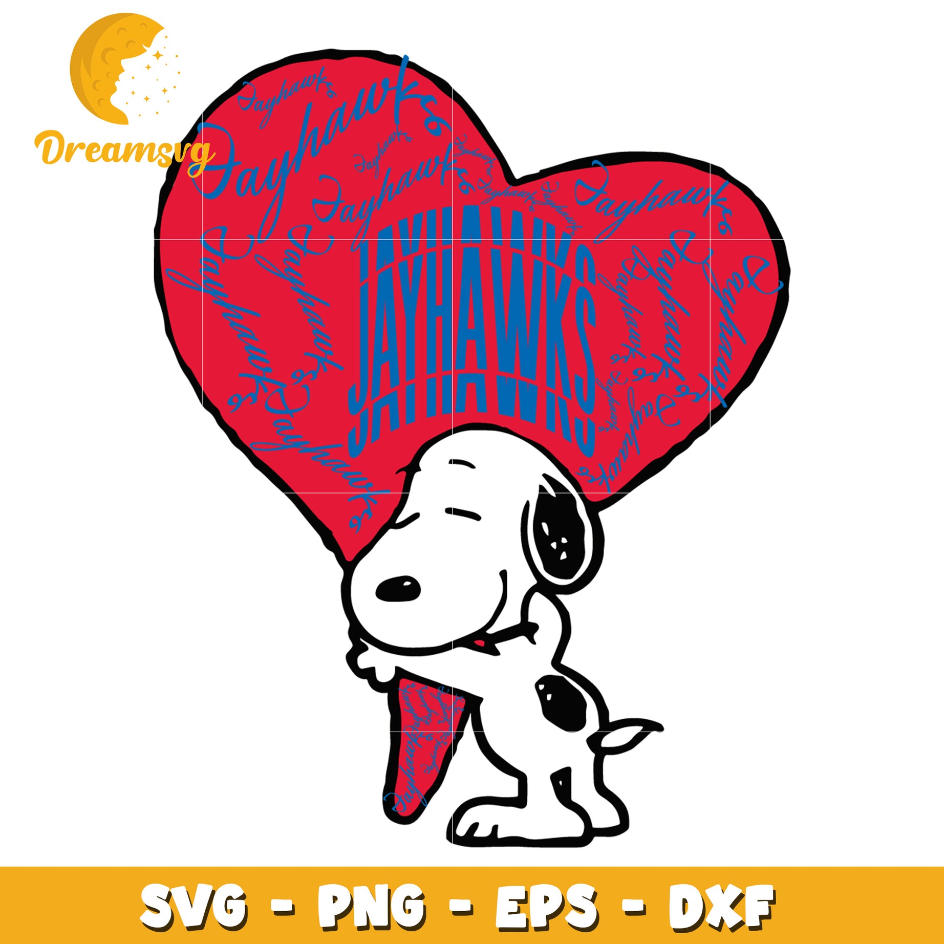 Snoopy Jayhawks Heart SVG PNG EPS DXF