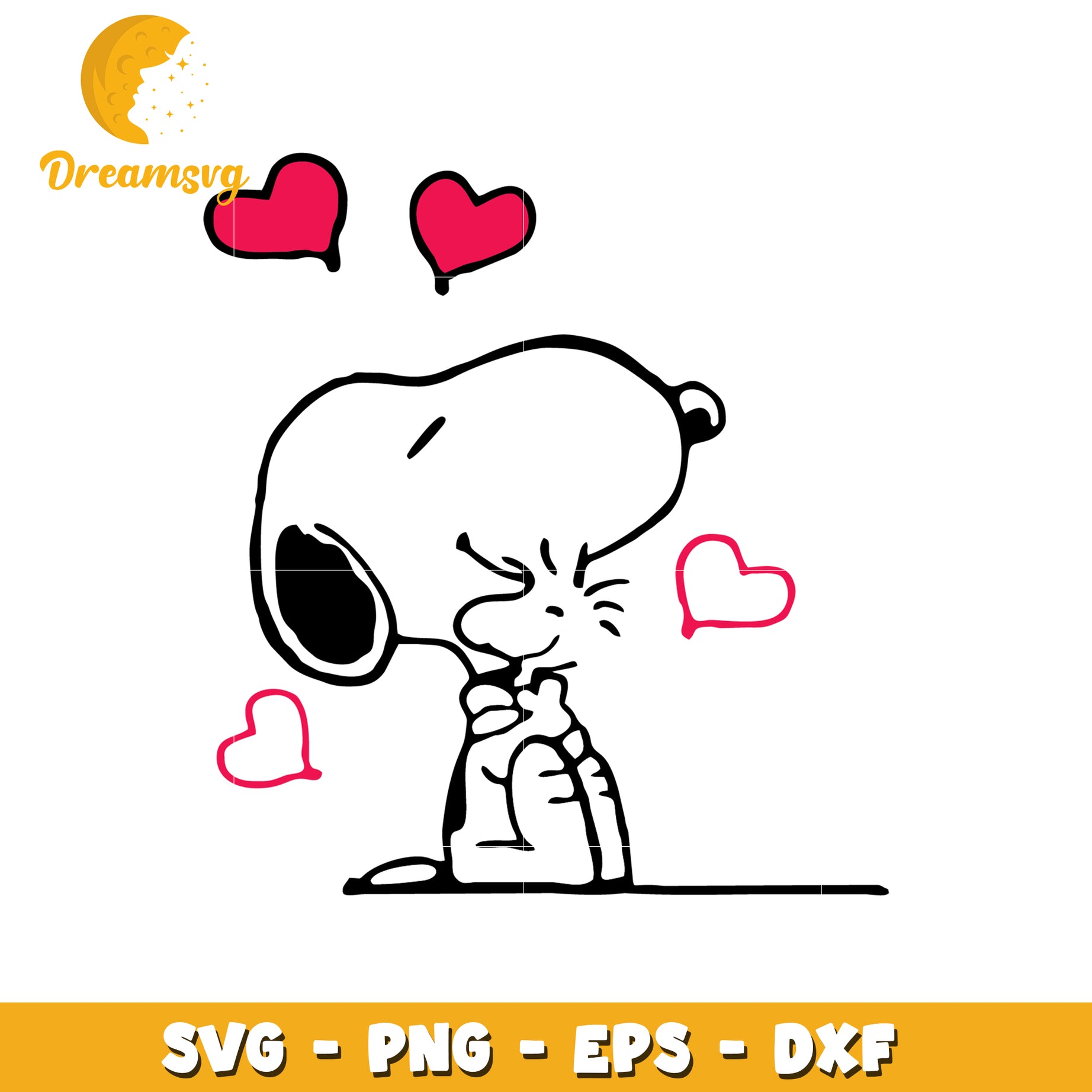 Snoopy Love SVG Cute Cartoon Dog Kissing Hearts