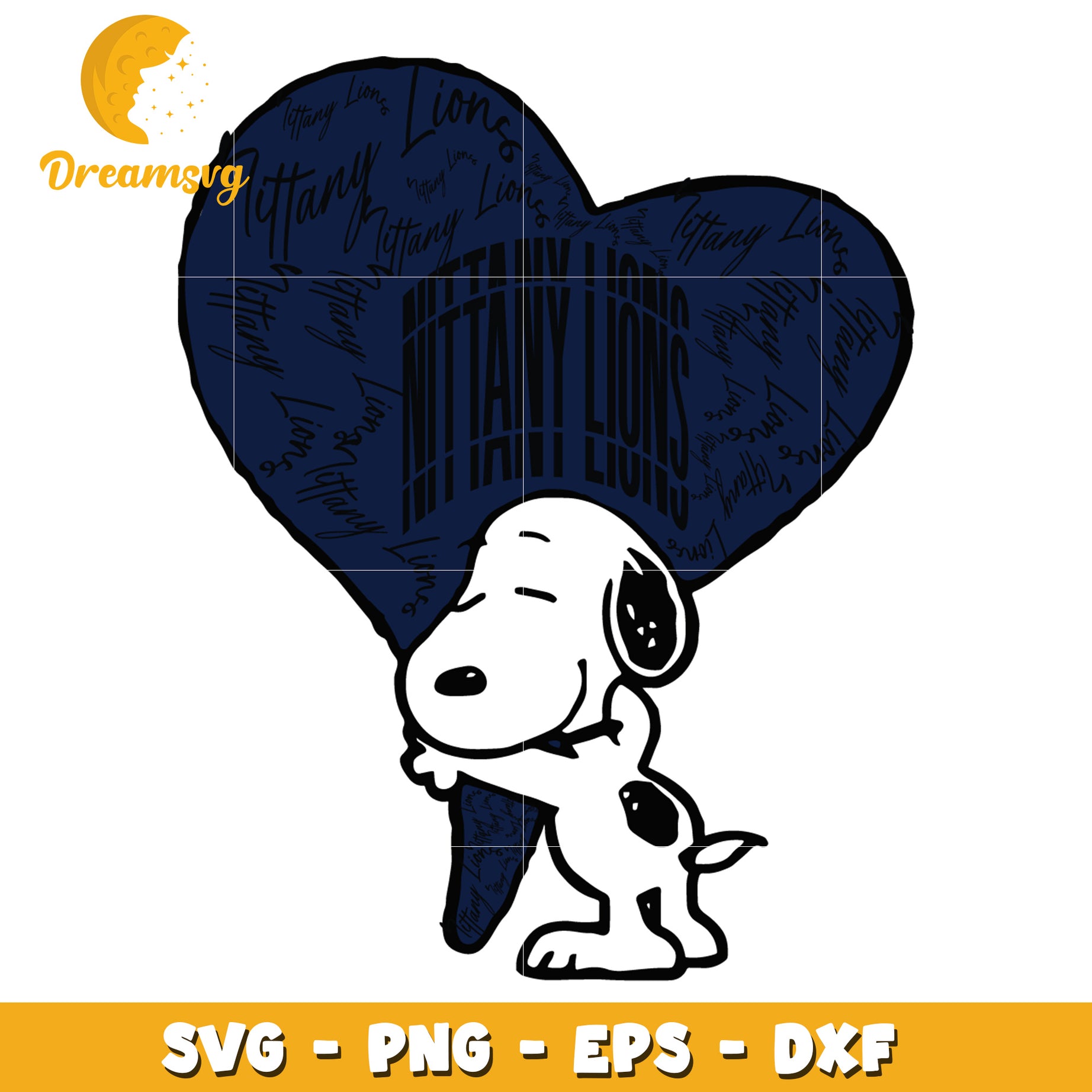 Snoopy Nittany Lions Heart SVG PNG EPS DXF