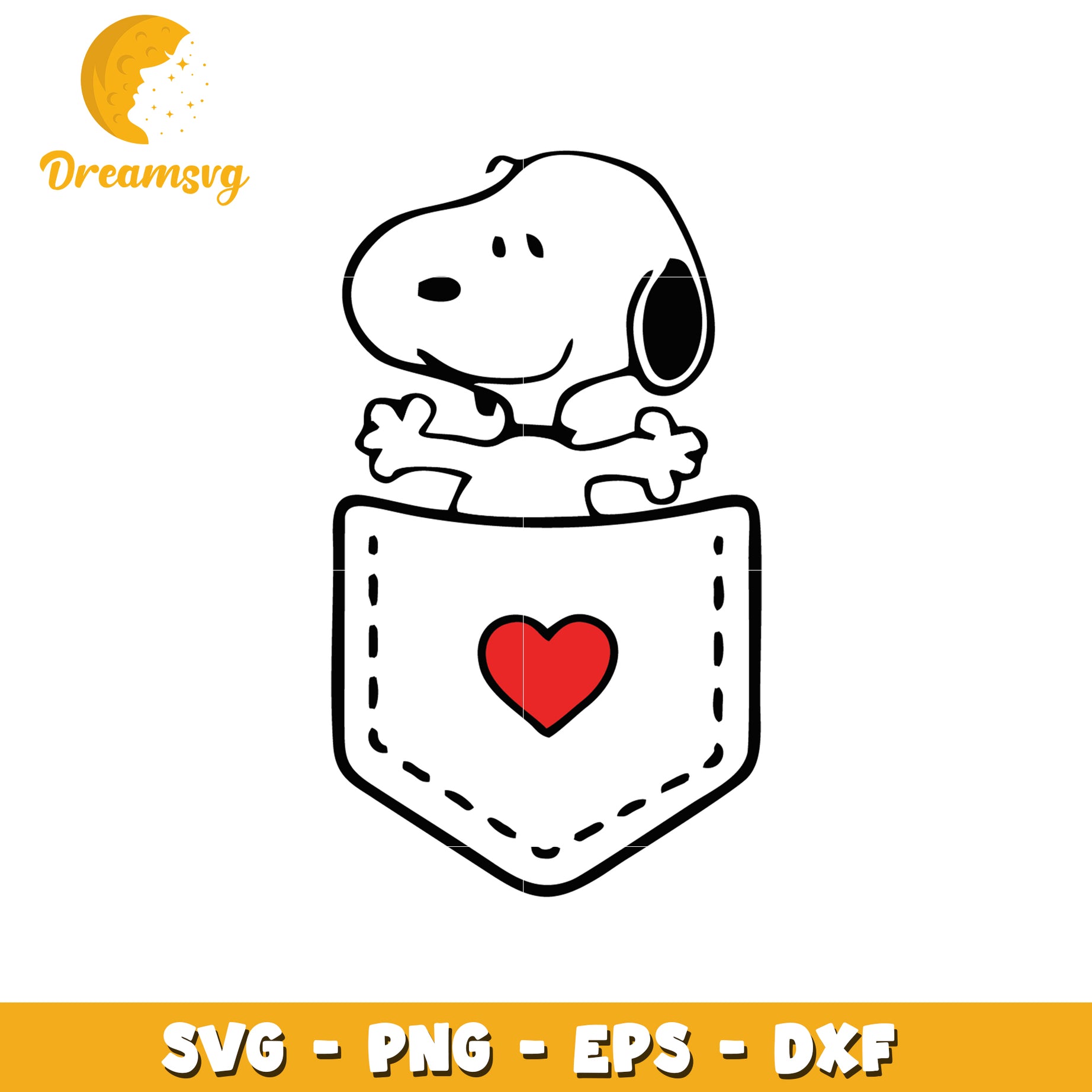 Snoopy Pocket SVG Cut File