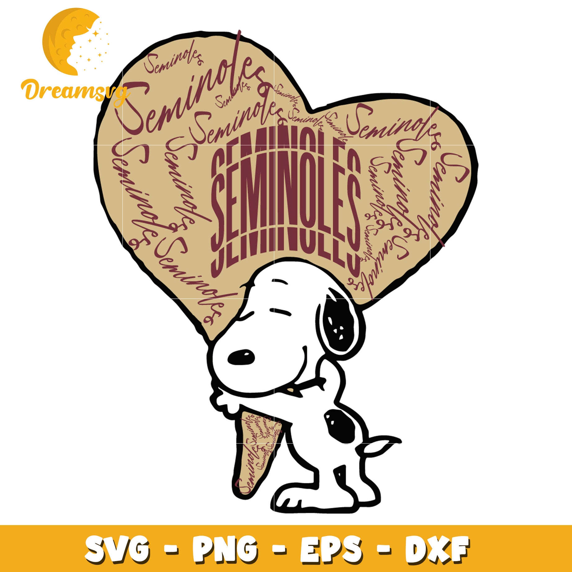 Snoopy Seminoles Heart SVG PNG EPS DXF