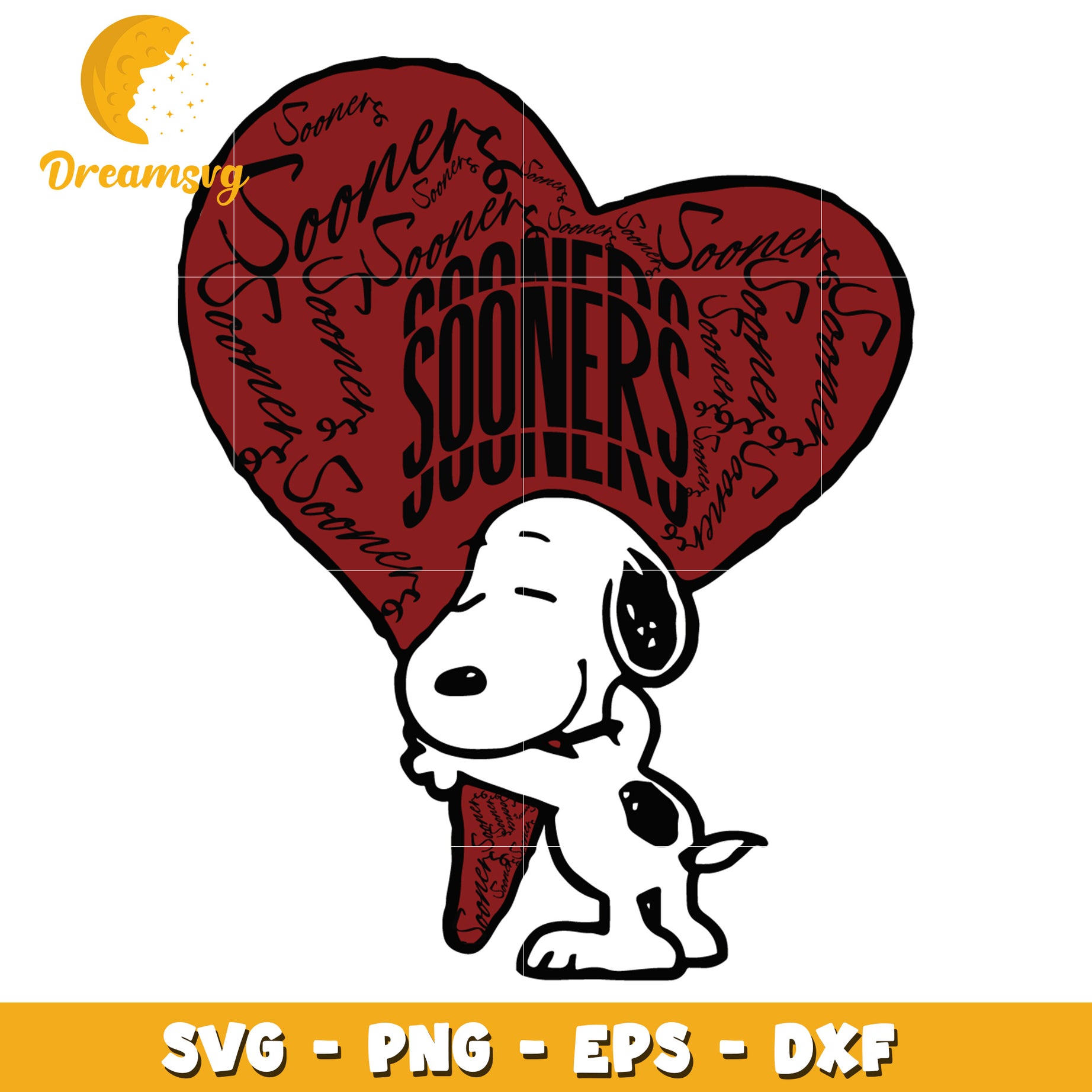 Snoopy Sooners Heart SVG Cut File