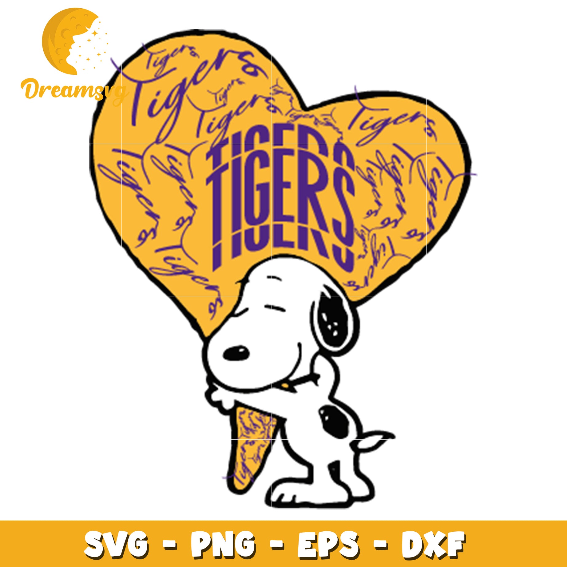 Snoopy Tigers Heart SVG PNG EPS DXF