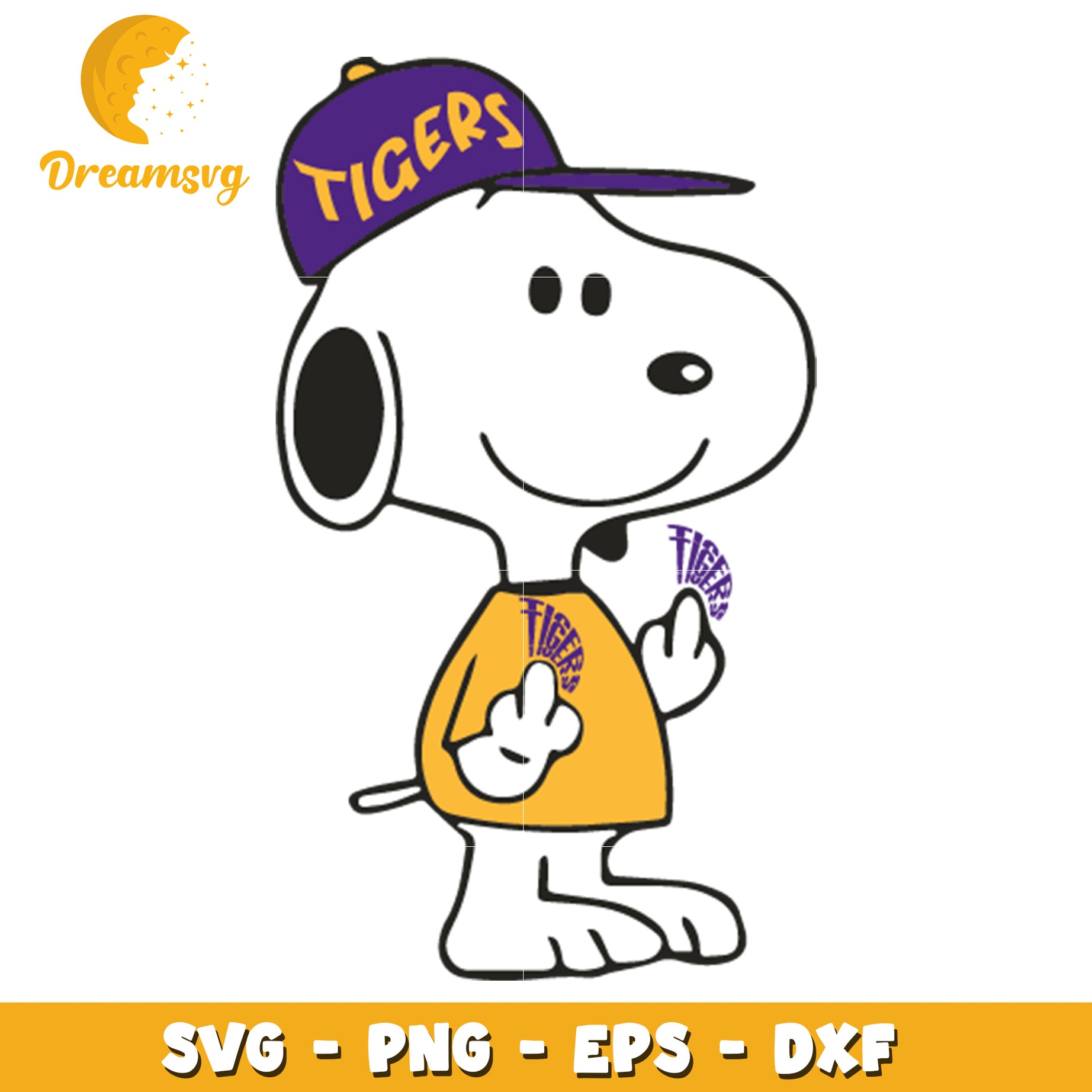 Snoopy Tigers SVG PNG EPS DXF Cut File