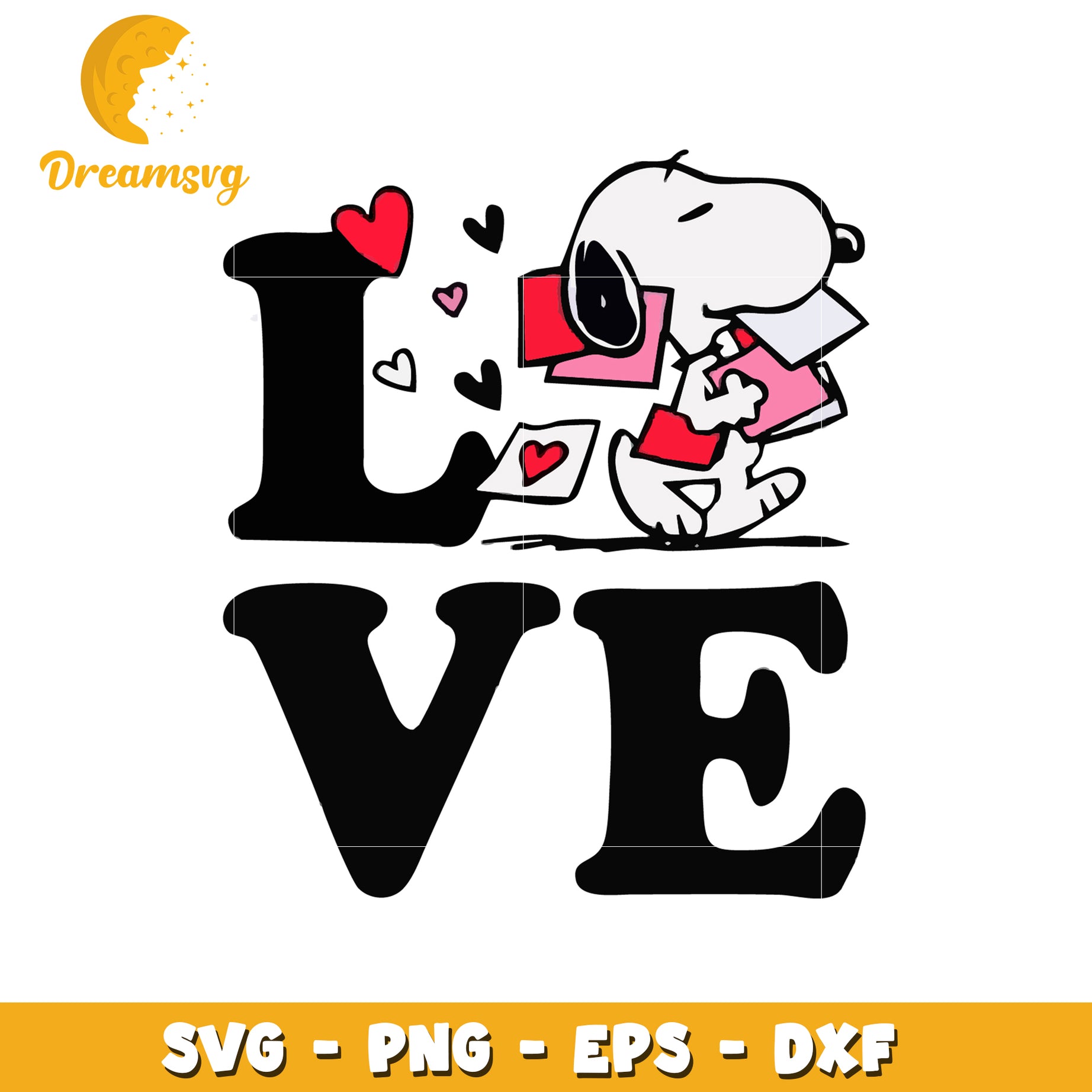 Snoopy Valentine SVG Love Design PNG EPS DXF