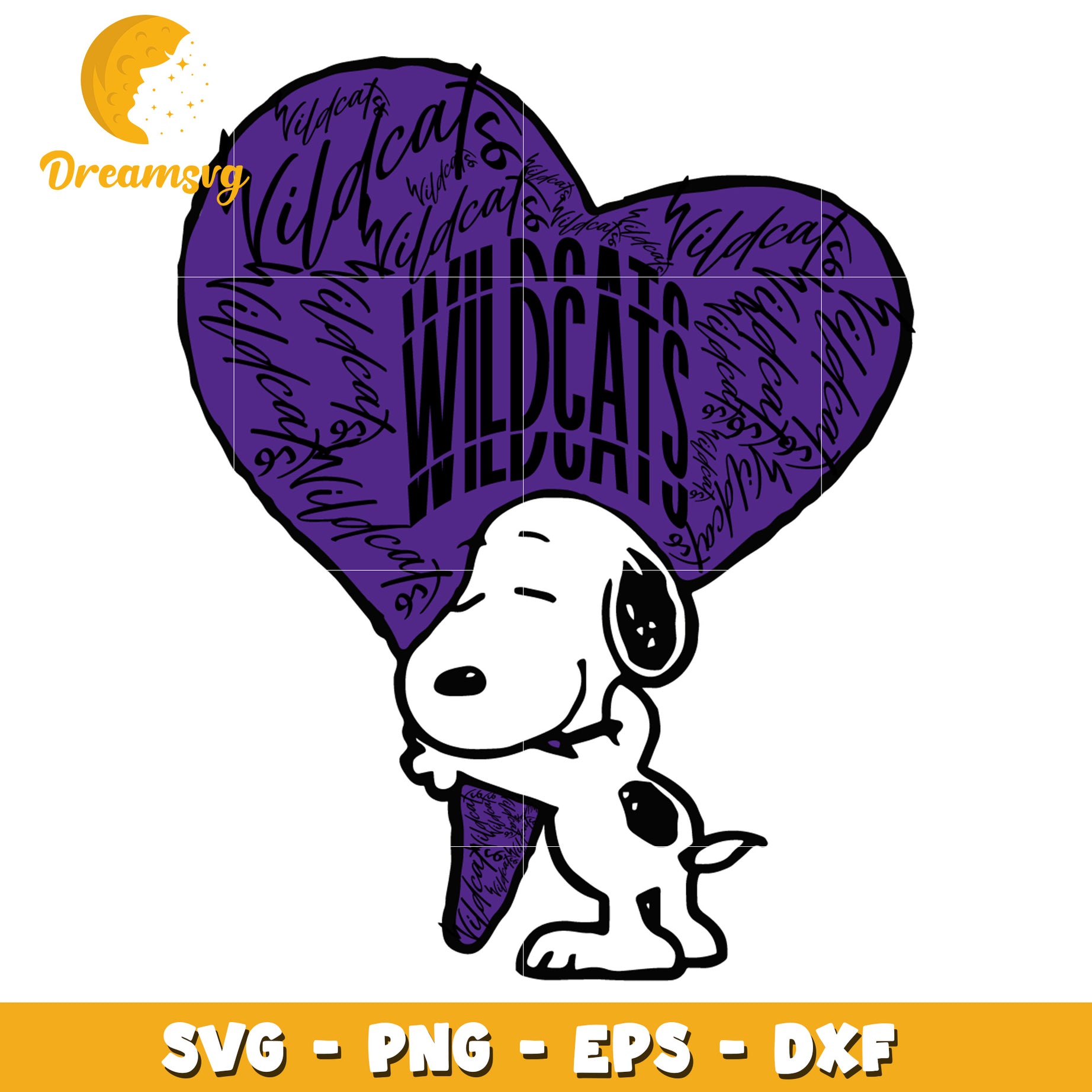 Snoopy Wildcat Heart SVG PNG EPS DXF