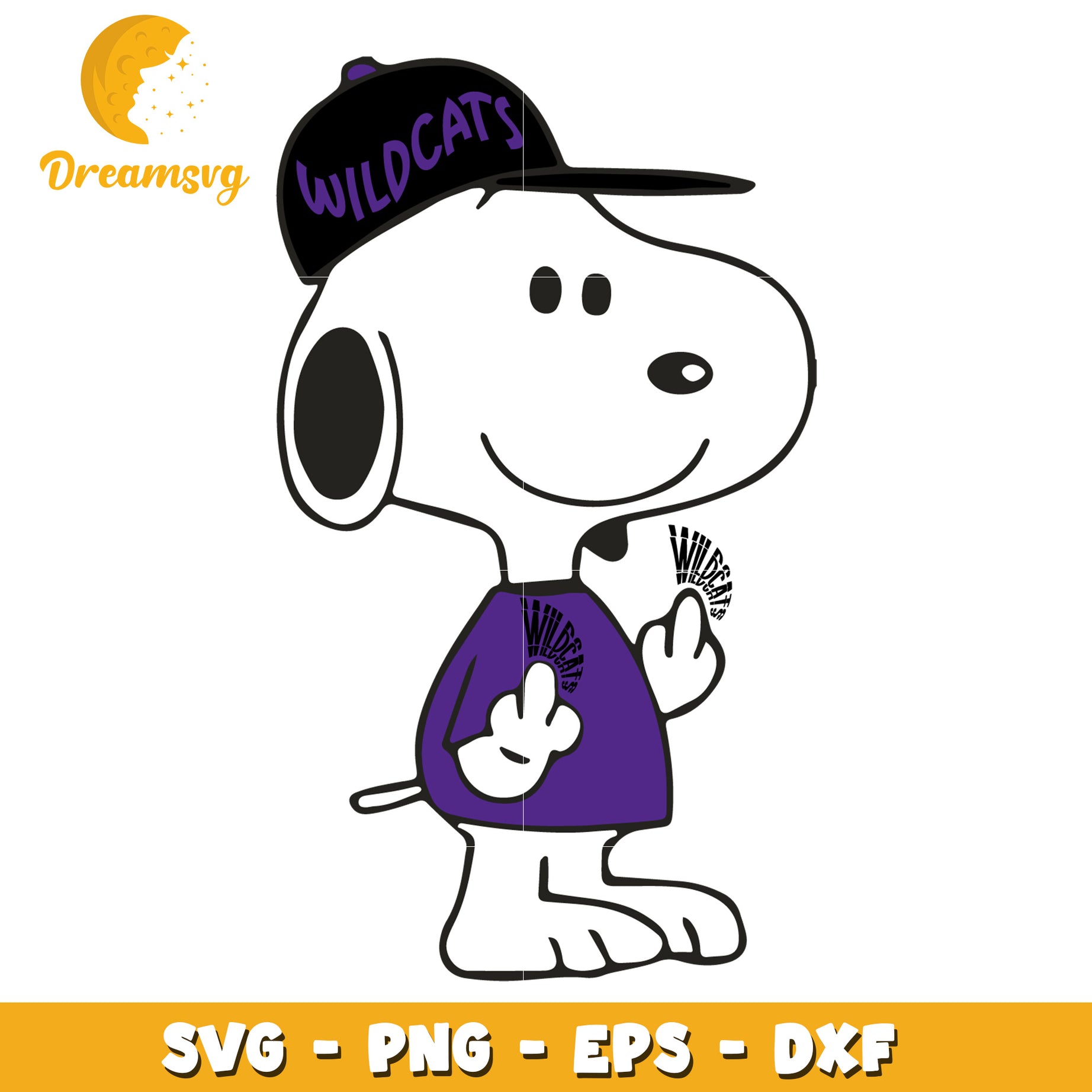 Snoopy Wildcat SVG PNG EPS DXF Cut File