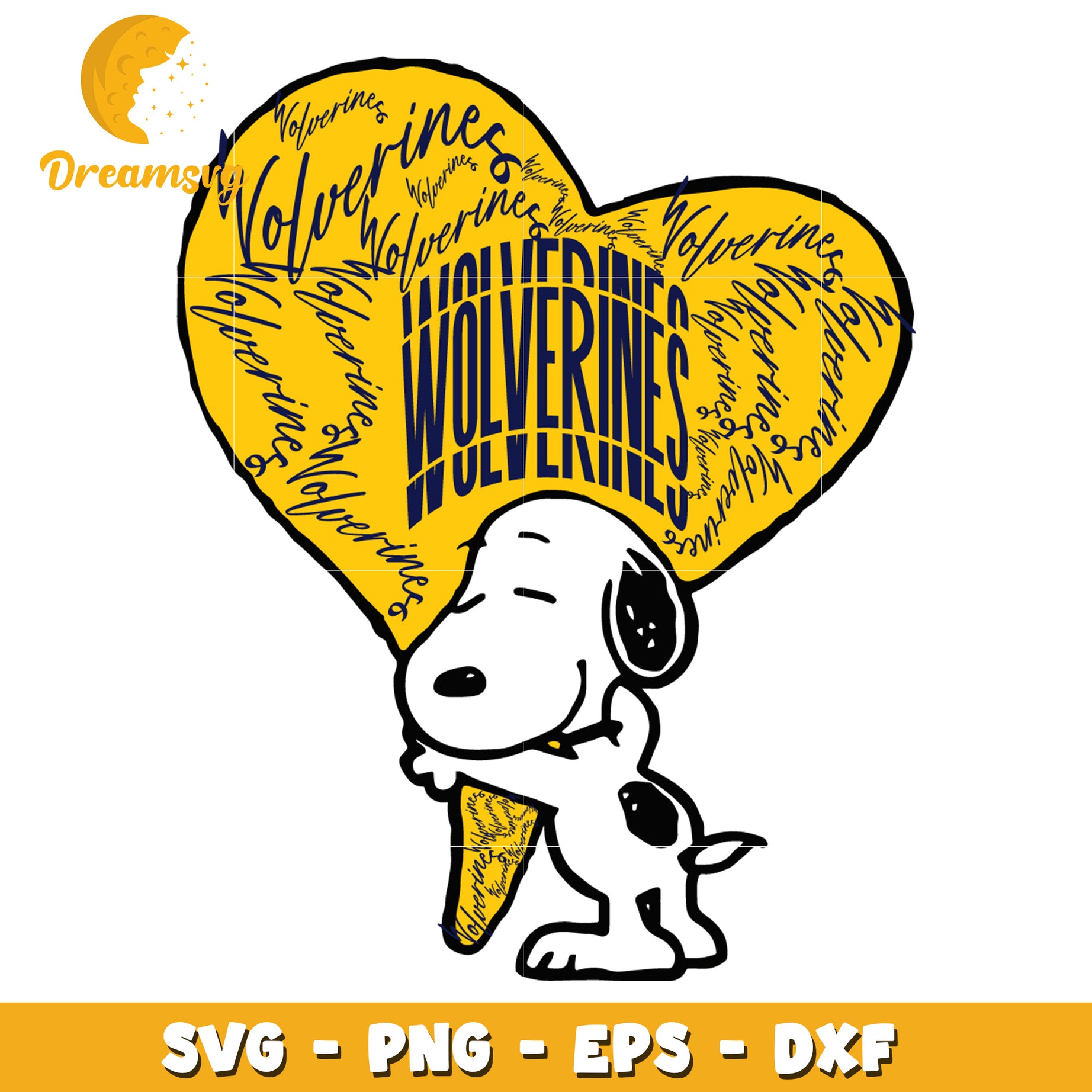 Snoopy Wolverines Heart SVG Cut File