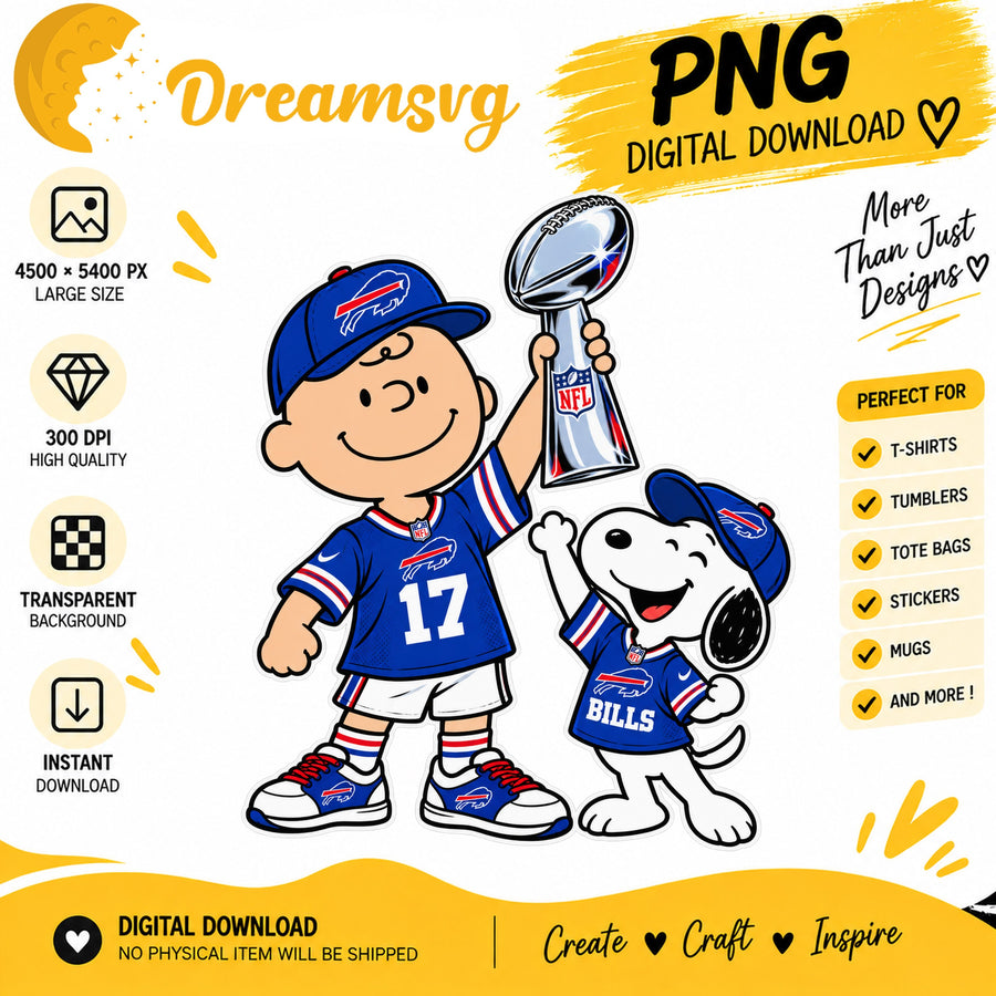 Snoopy Charlie Brown Buffalo Bills Trophy Football PNG