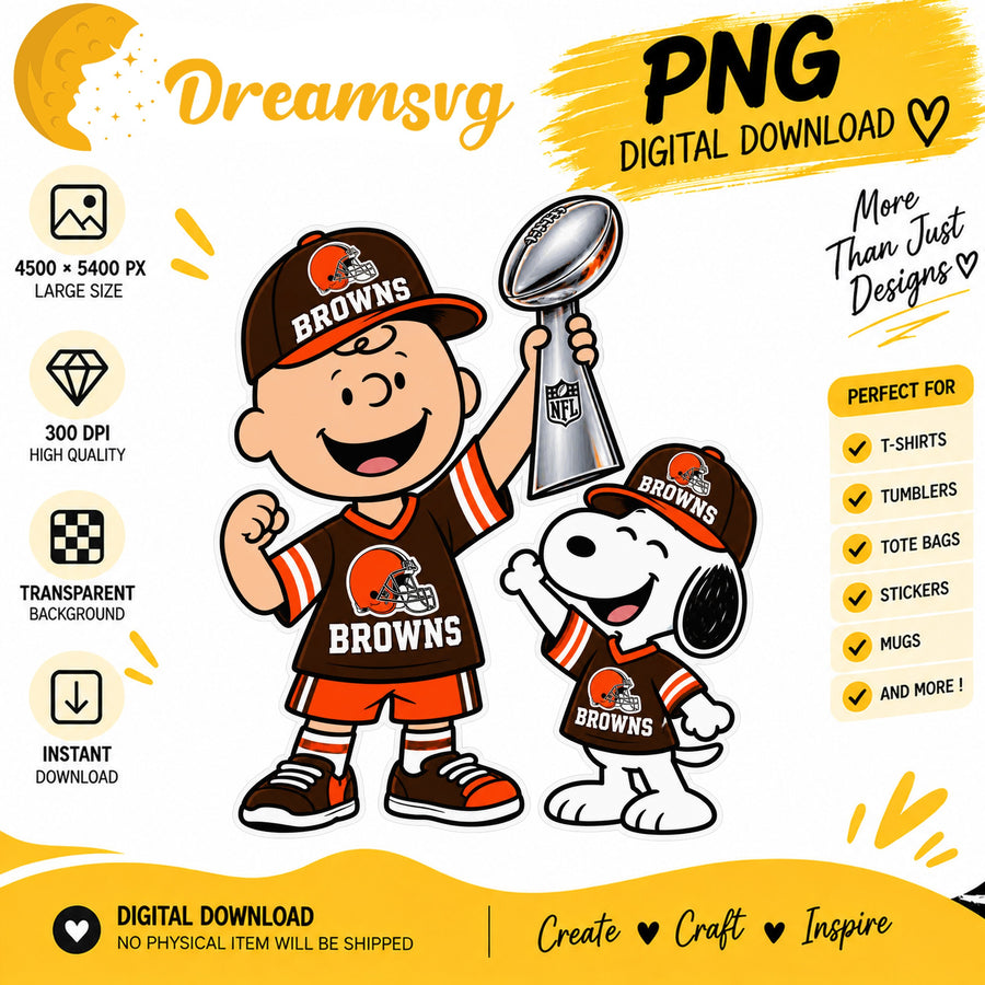 Snoopy Charlie Brown Cleveland Browns Trophy Football PNG
